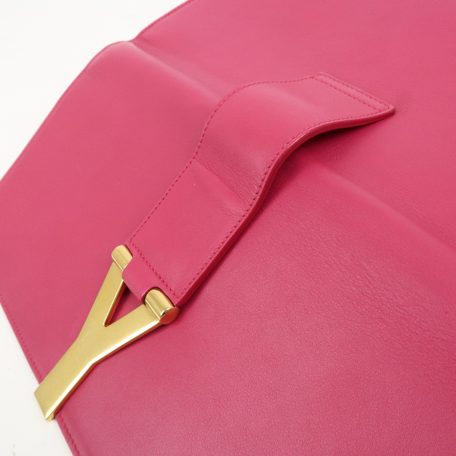 SAINT LAURENT PARIS Leather Clutch Bag Y Line Pink 311213
