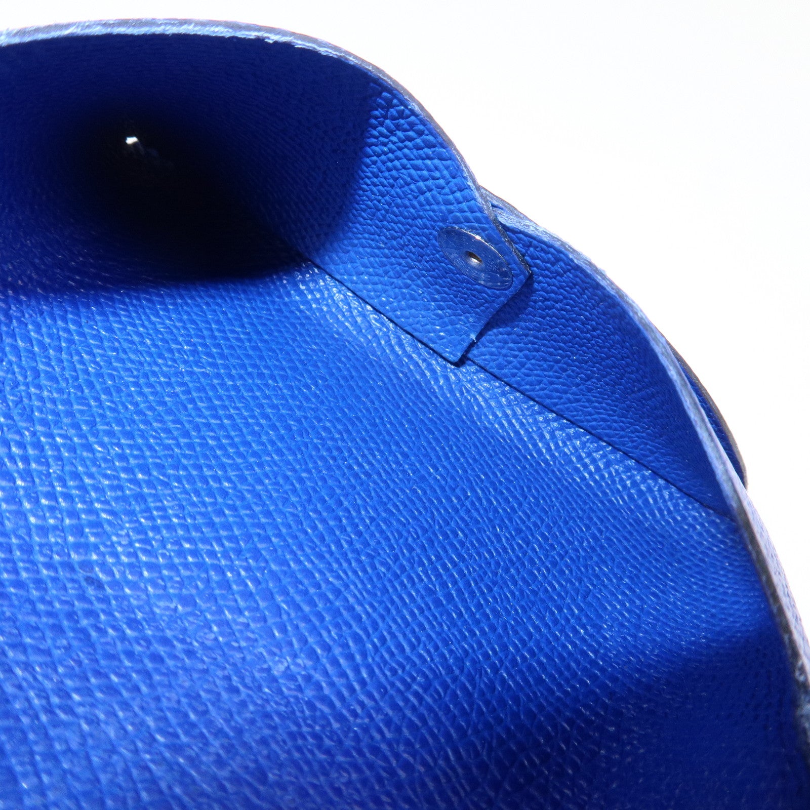 HERMES CALVI Veau Epsom Card Case Card Holder Z Stamped Blue