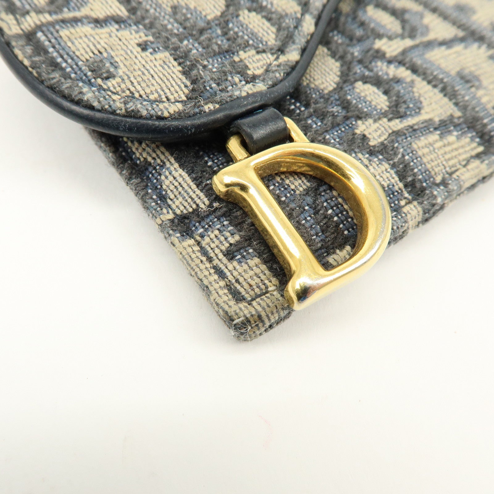 Christian Dior Trotter Saddle Jaquard Canvas Card Case Navy