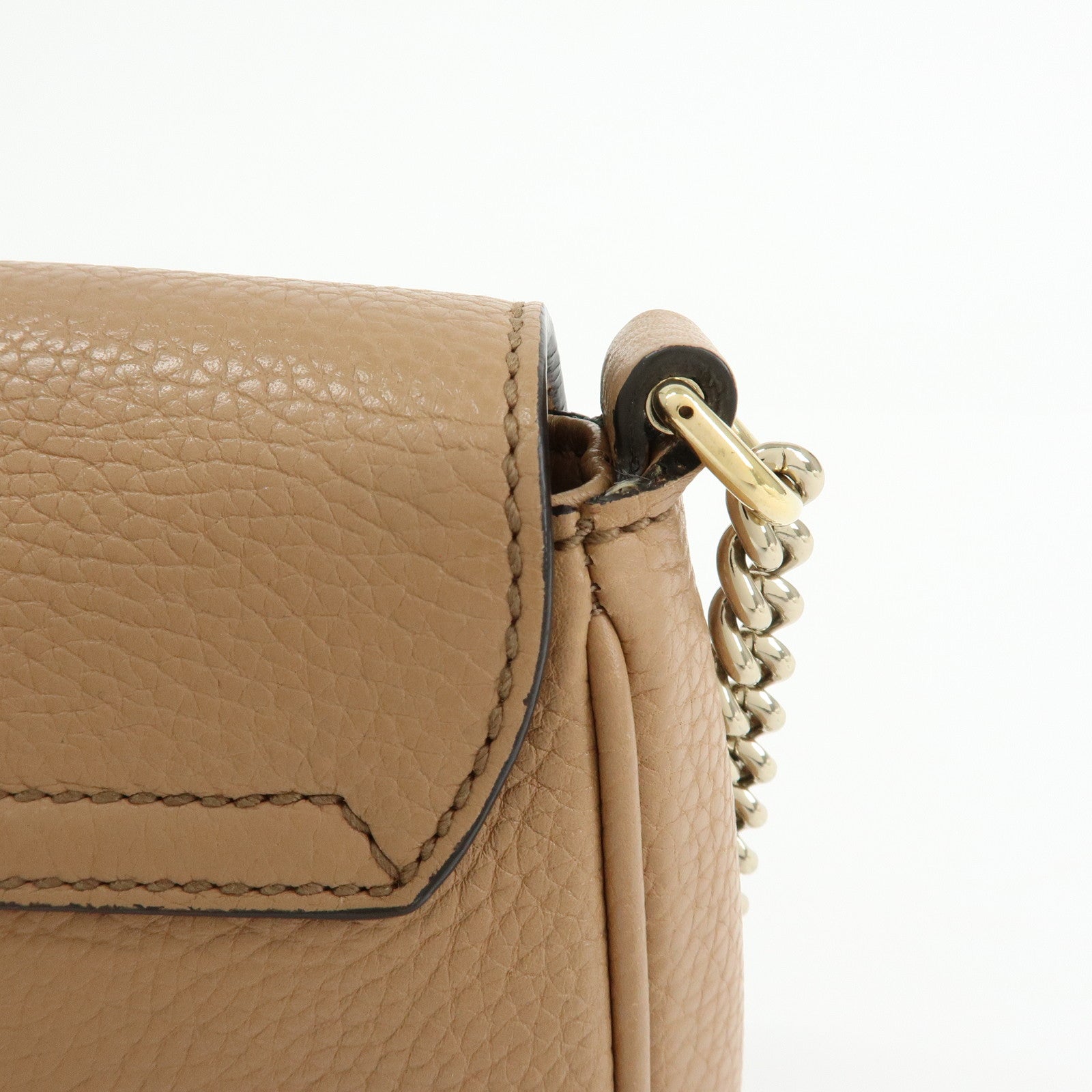 GUCCI SOHO Leather Chain Shoulder Bag Crossbody Bag Beige 536224