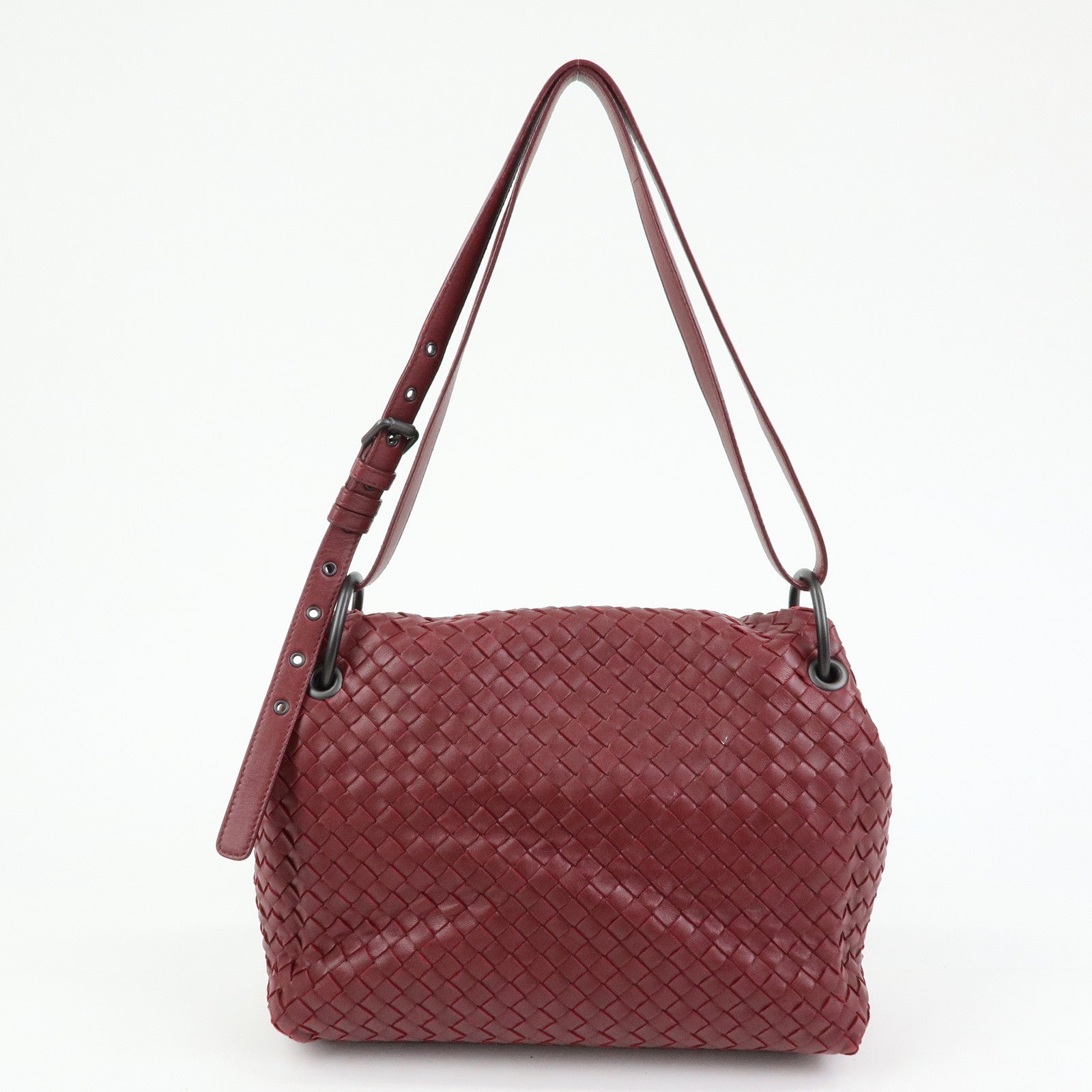 BOTTEGA VENETA Intrecciato Leather Shoulder Bag Bordeaux