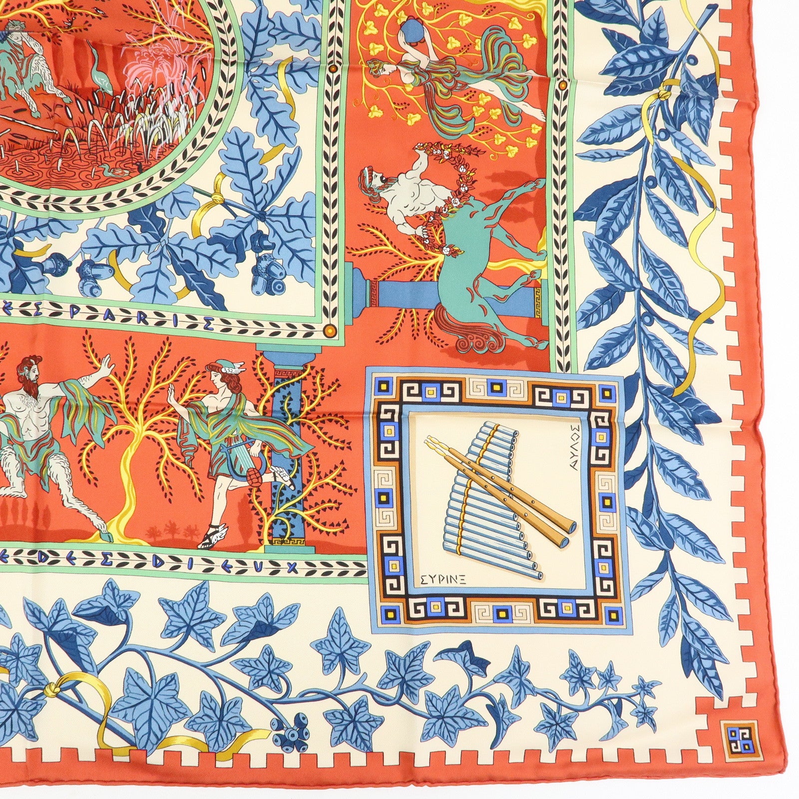 HERMES Carre 90 Silk 100% Scarf MUSIQUE DES DIEUX Multicolor