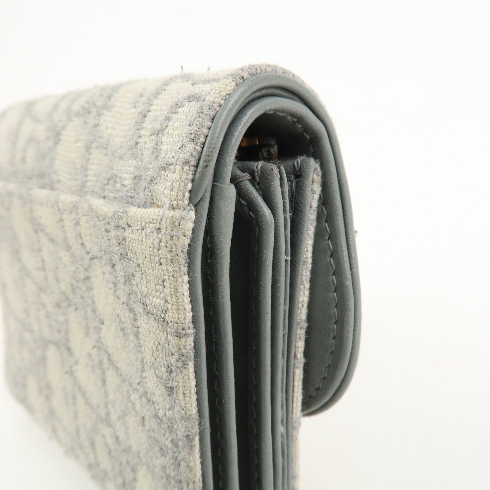 Christian Dior Trotter Saddle Tri-fold Compact Wallet Gray