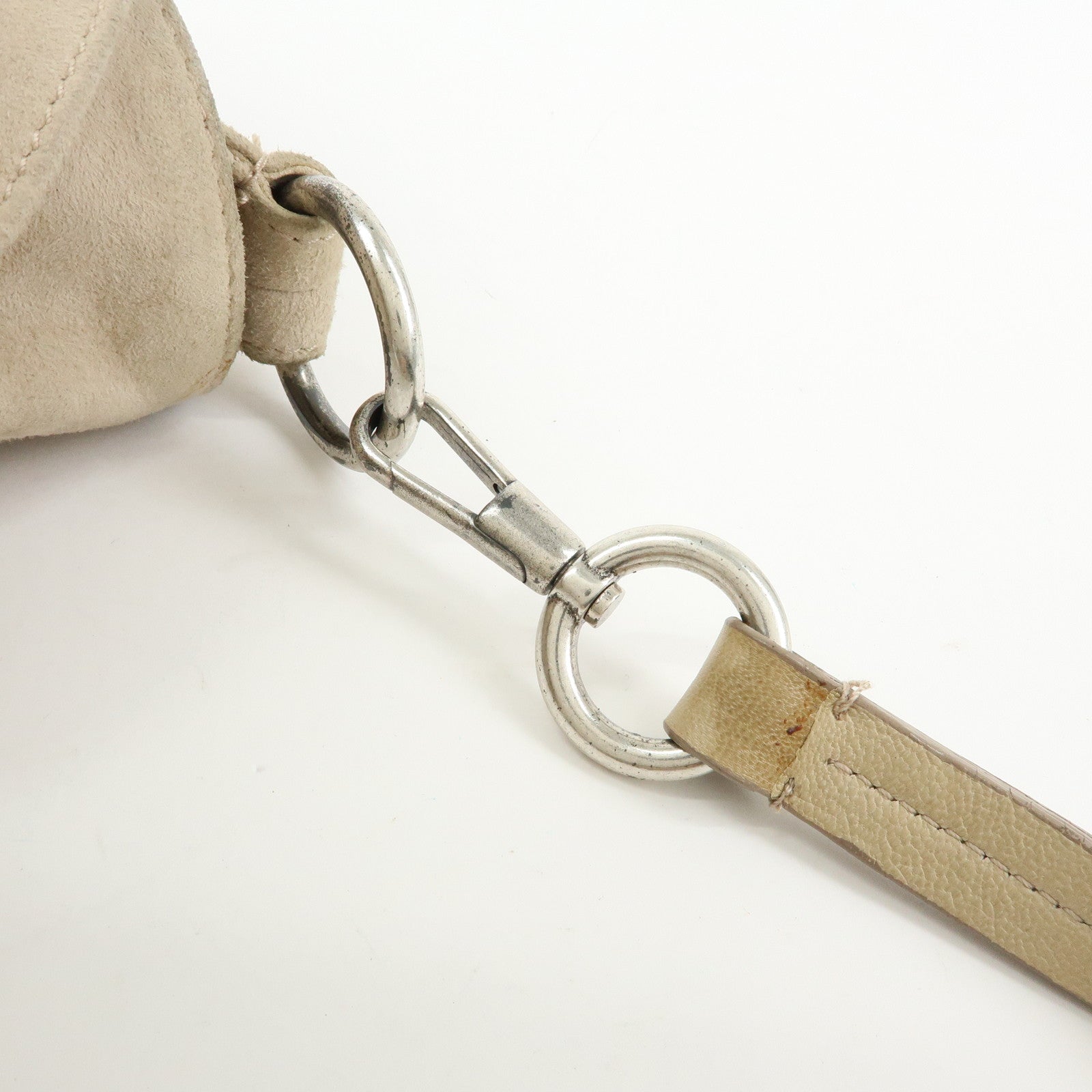 SAINT LAURENT PARIS Nadja Rive Gauche Suede Hand Bag Beige 112930