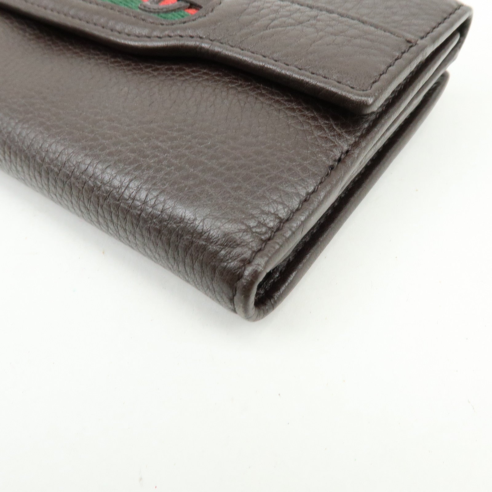 GUCCI Interlocking G Sherry Leather Long Wallet Dark Brown 29535