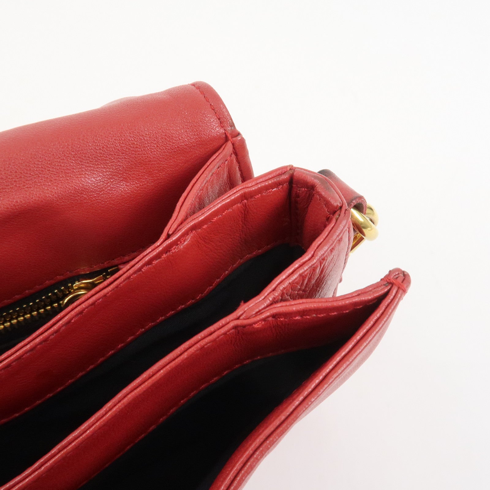 MIU MIU Logo Nappa Leather Shoulder Bag Crossbody Bag Red