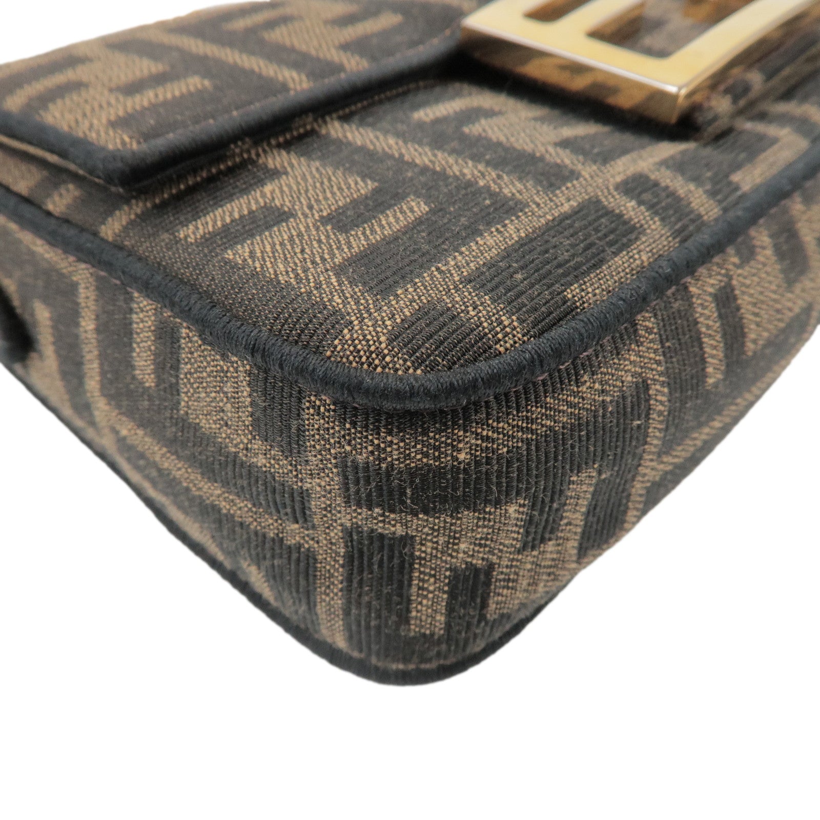 FENDI Baguette Mini Zucca Canvas 2Way Shoulder Bag Brown 8BS017