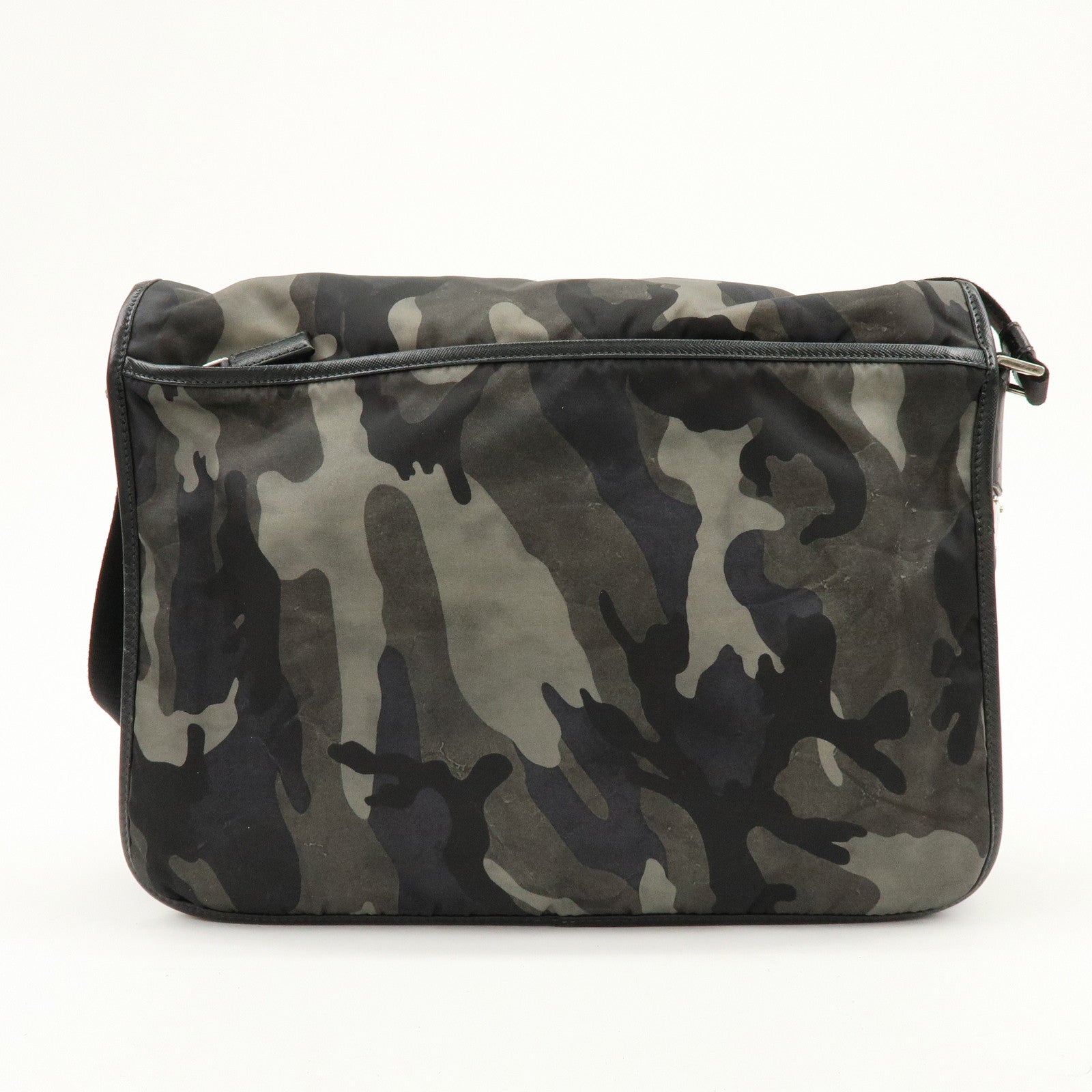 PRADA Triangle Logo Nylon Saffiano Leather Camouflage Shoulder Bag