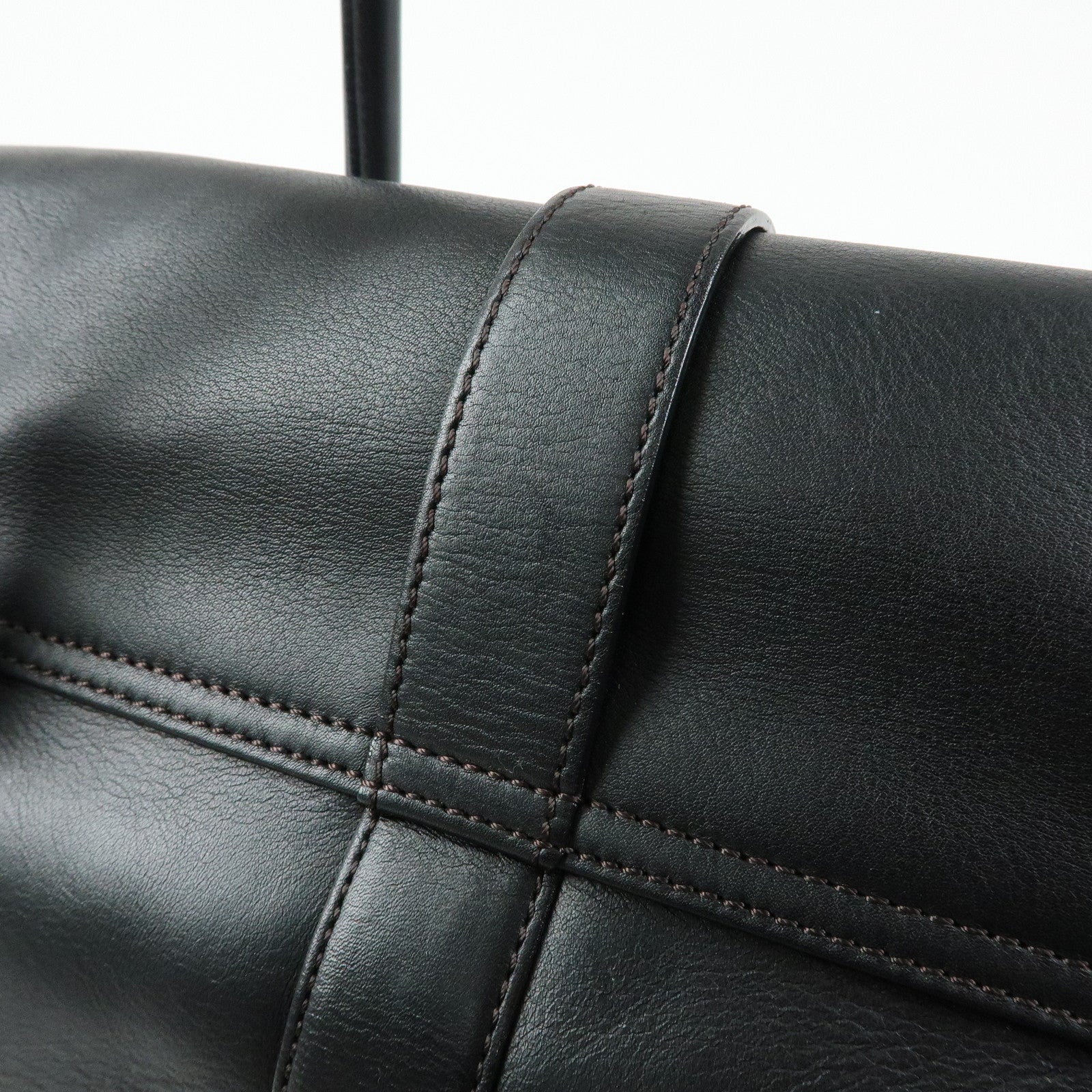 CHANEL COCO Mark Calf Leather Boston Bag Hand Bag Black