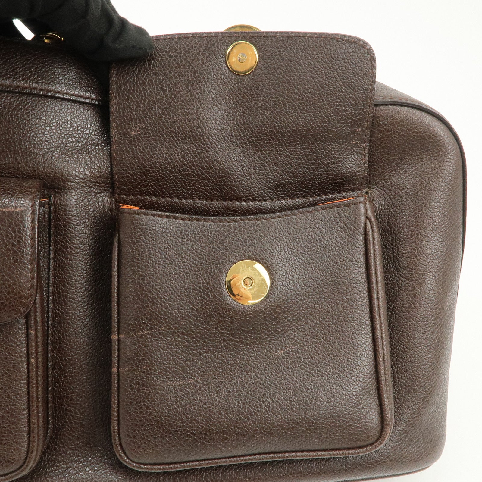 BVLGARI B-zero1 Leather Shoulder Bag Hand Bag Dark Brown