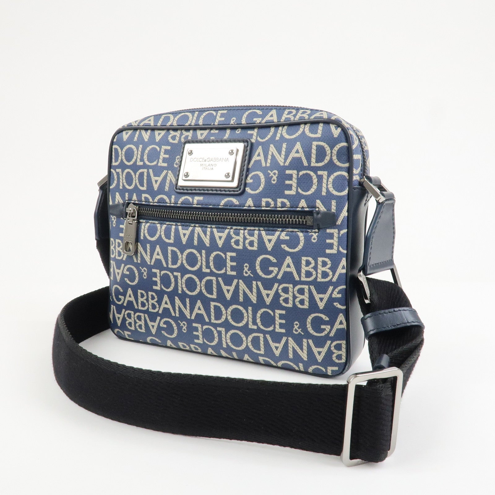 Dolce&Gabbana Canvas PVC Leather Shoulder Bag Navy