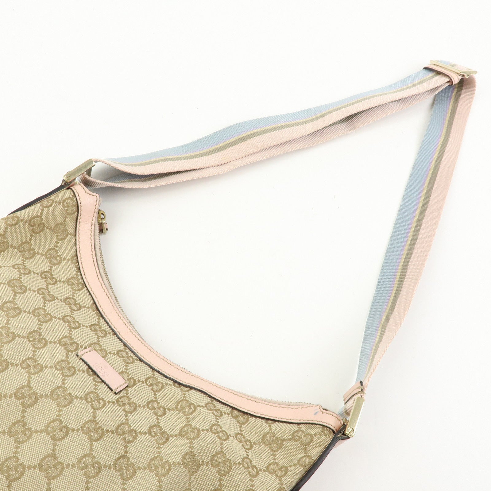 GUCCI Sherry GG Canvas Leather Shoulder Crossbody Bag Beige 181092