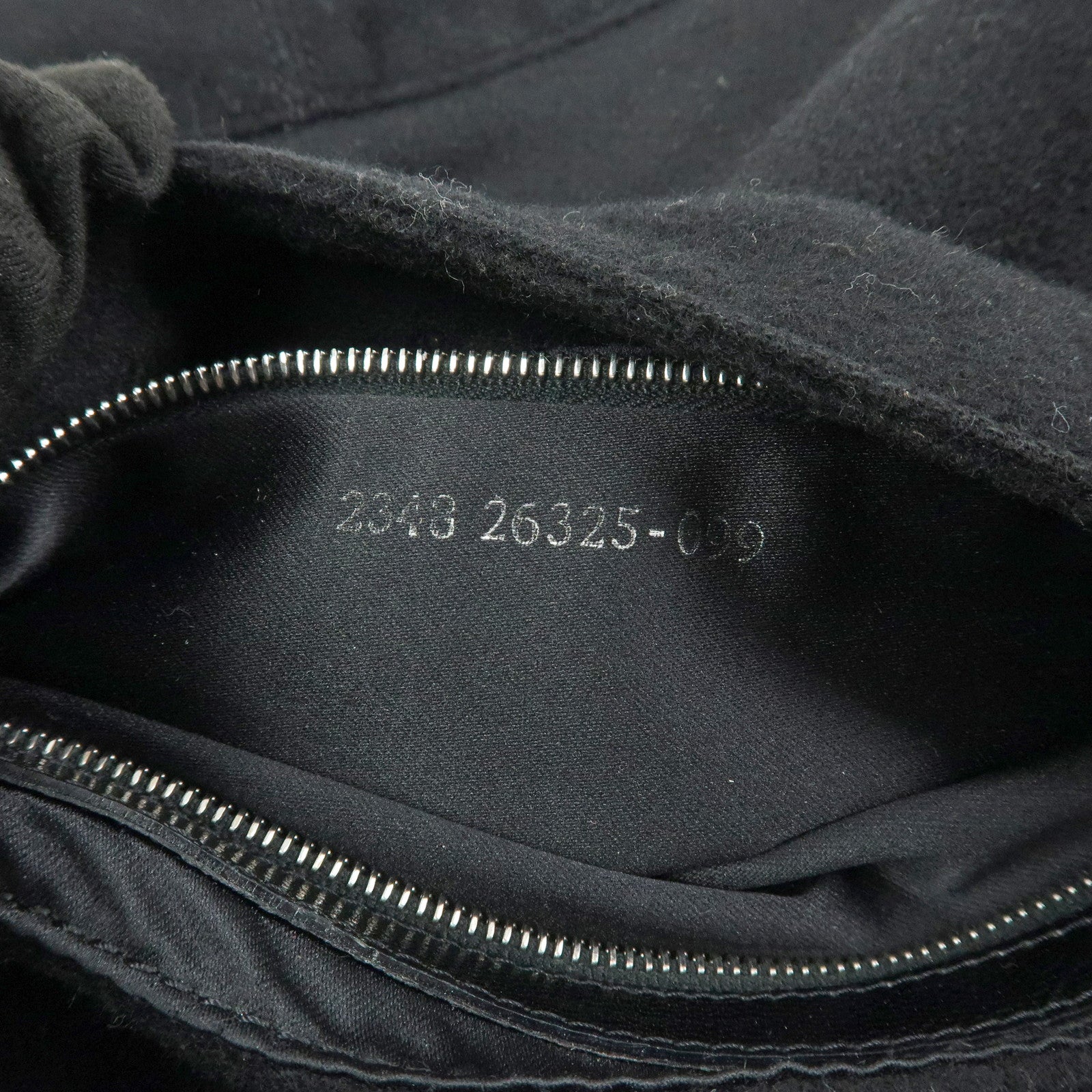 FENDI Mamma Baguette Wool Leather Shoulder Bag Hand Bag Black 26325