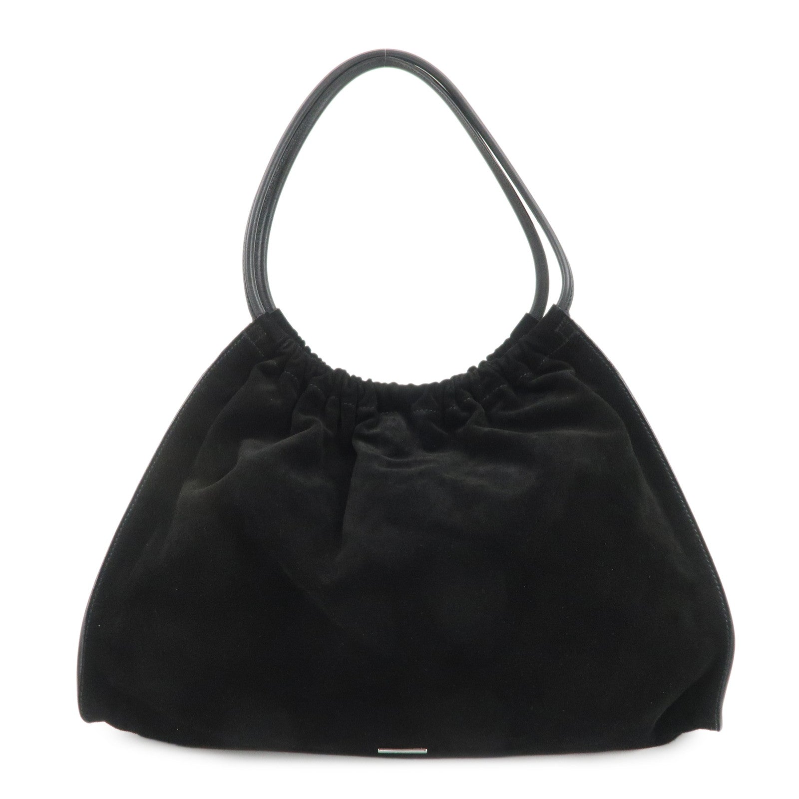 GUCCI Logo Suede Leather Shoulder Bag Hand Bag Black 001・4332