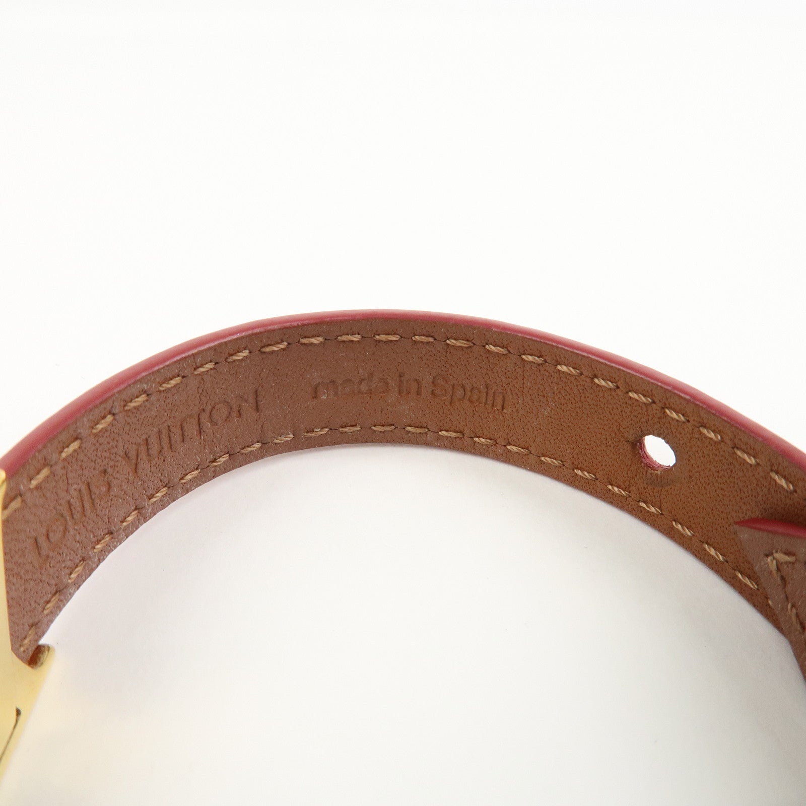 Louis Vuitton Iconic Leather Metal Bracelet Rouge Red M8106