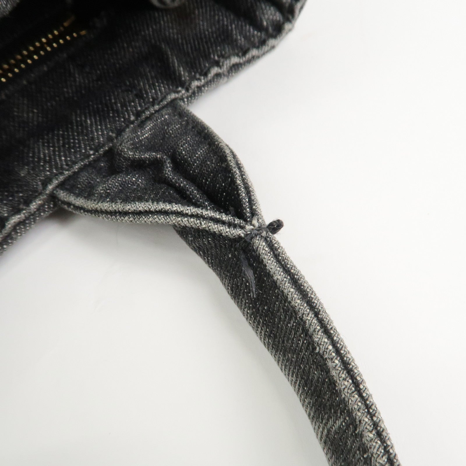 PRADA Canapa Mini Canvas Denim 2Way Shoulder Hand Bag Black B2439G
