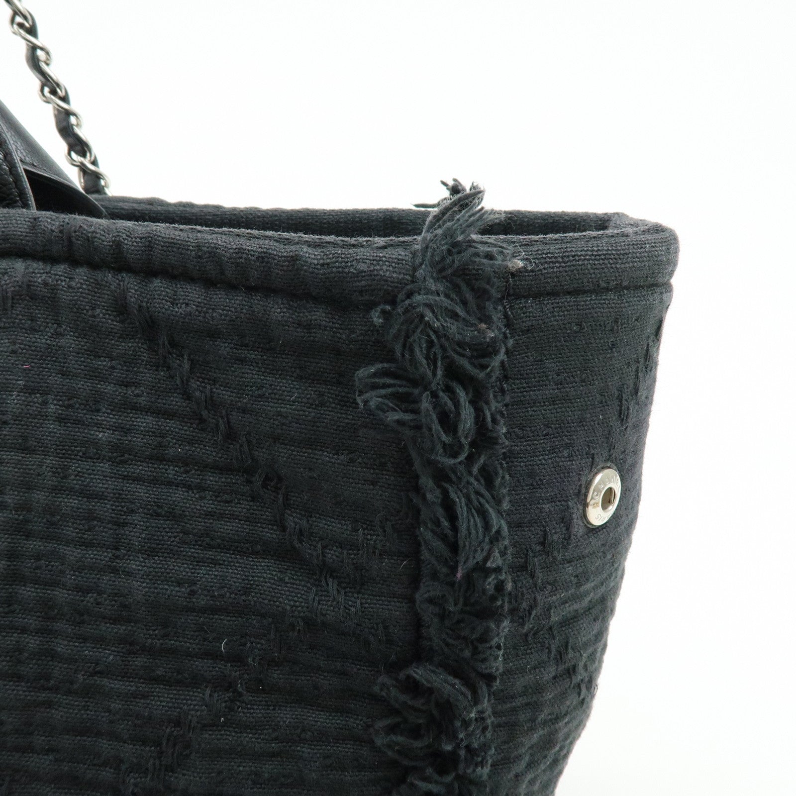 CHANEL COCO Mark Canvas Leather Chain Shoulder Bag Tote Bag A57180