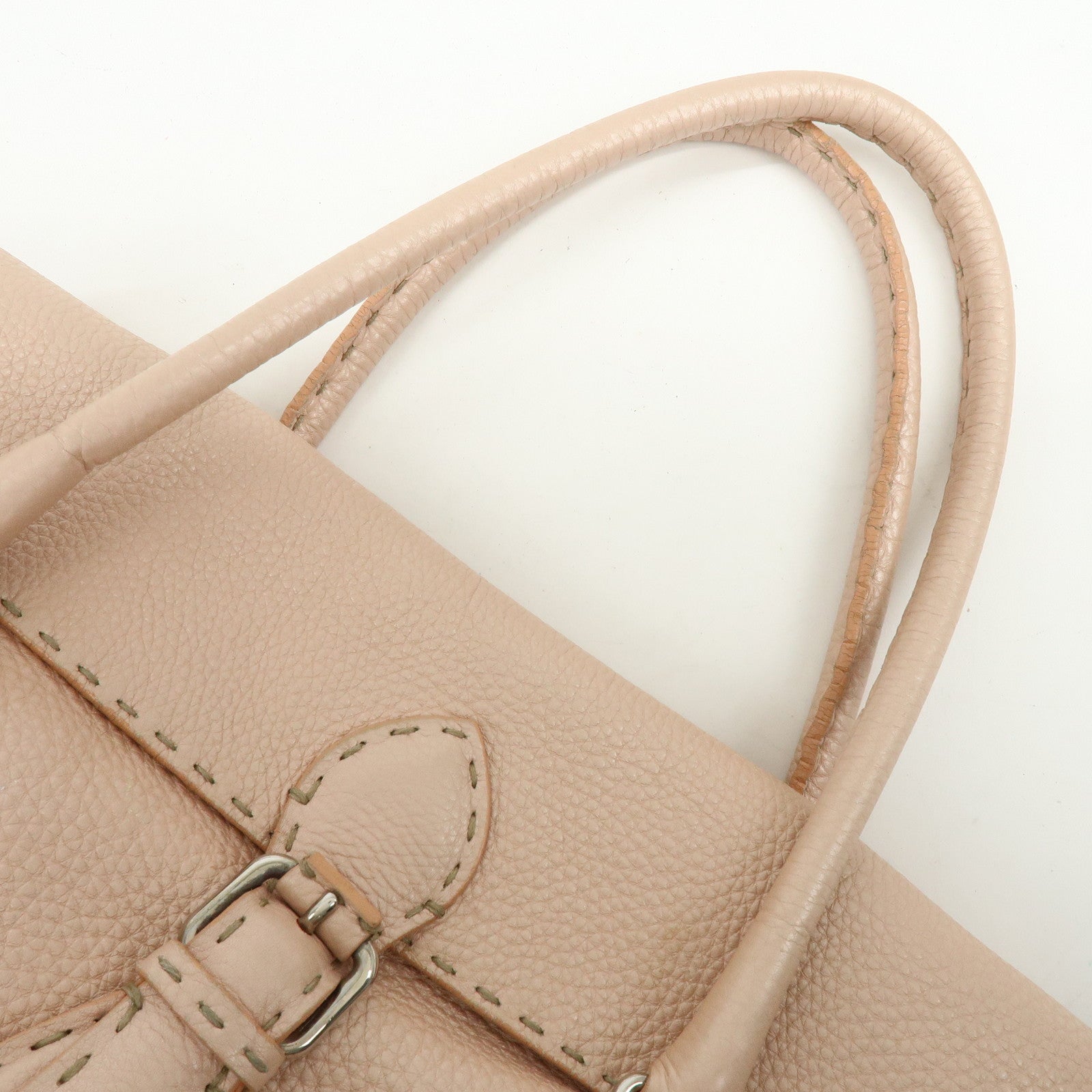 FENDI Selleria Leather Hand Bag Shoulder Bag Pink 8BR458