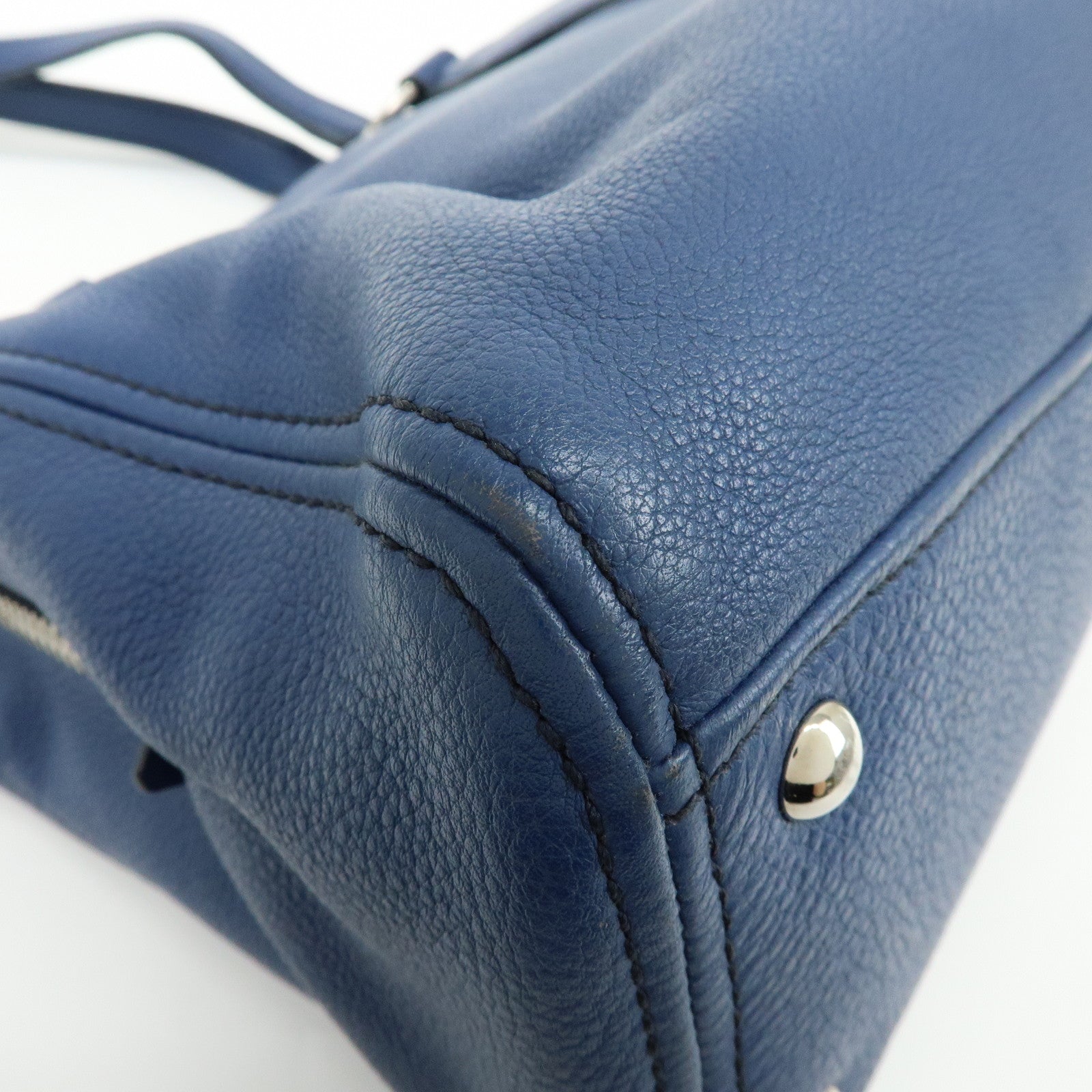 MIU MIU Leather 2Way Bag Hand Bag Shoulder Crossbody Bag Blue