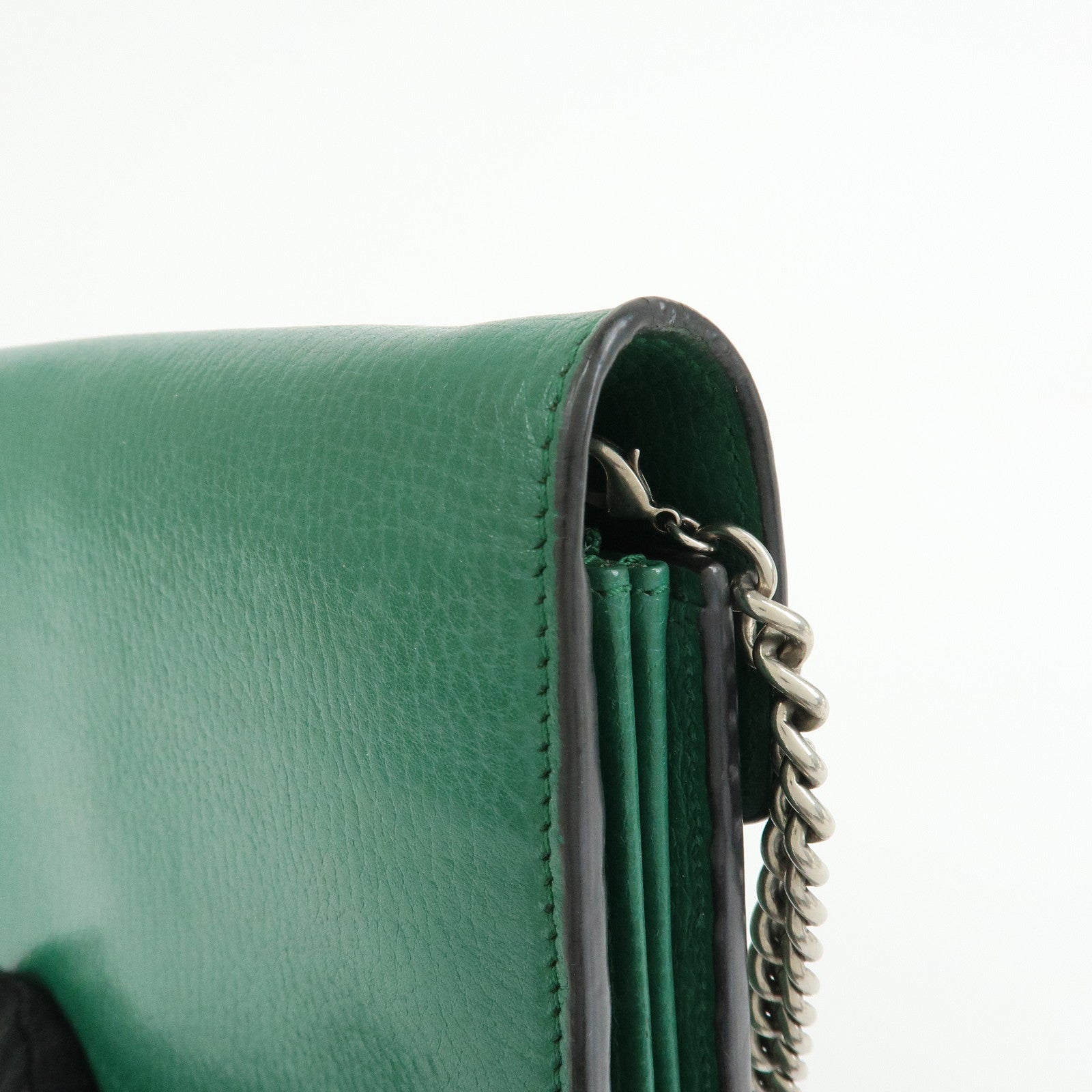 GUCCI Dionysus Leather Chain Wallet Shoulder Bag Green 401231