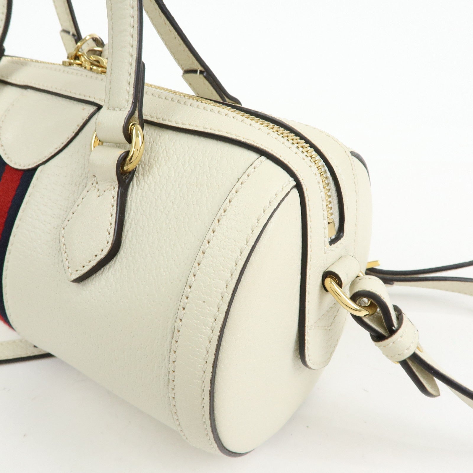 GUCCI Ophidia Sherry Leather 2Way Hand Shoulder Bag White 602577