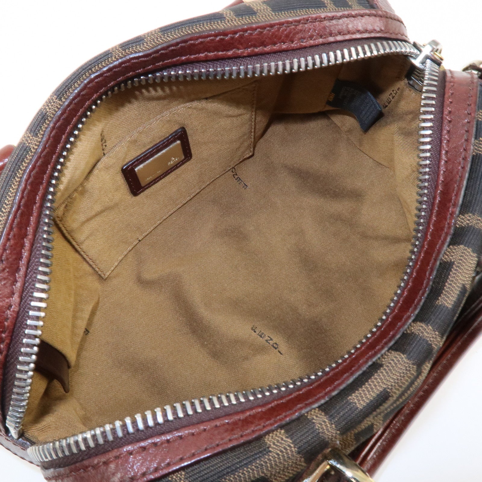 FENDI Zucca Canvas Leather 2Way Bag Mini Boston Bag Hand Bag 8BL084