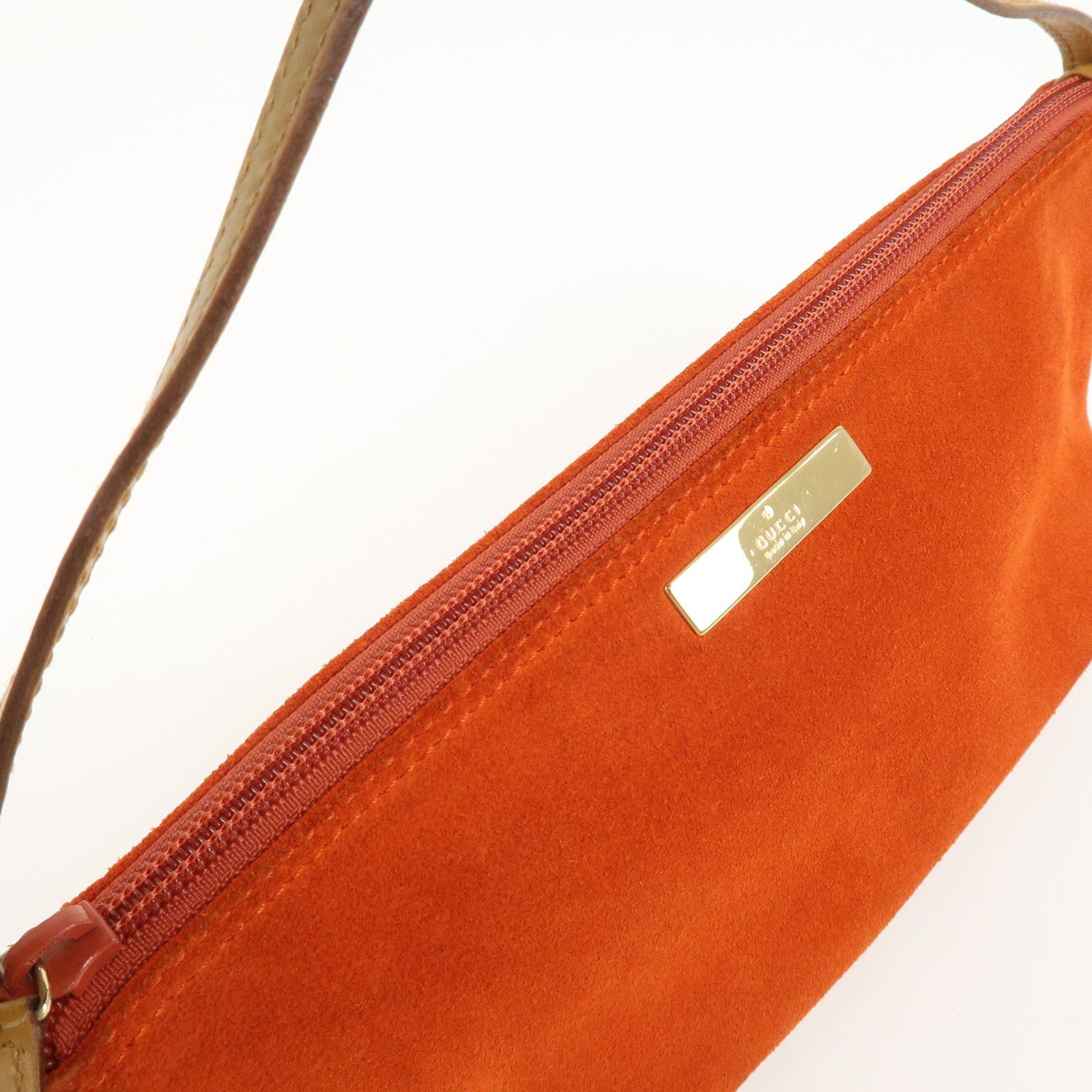 GUCCI Suede Leather Accessory Pouch Hand Bag Orange 039.1103