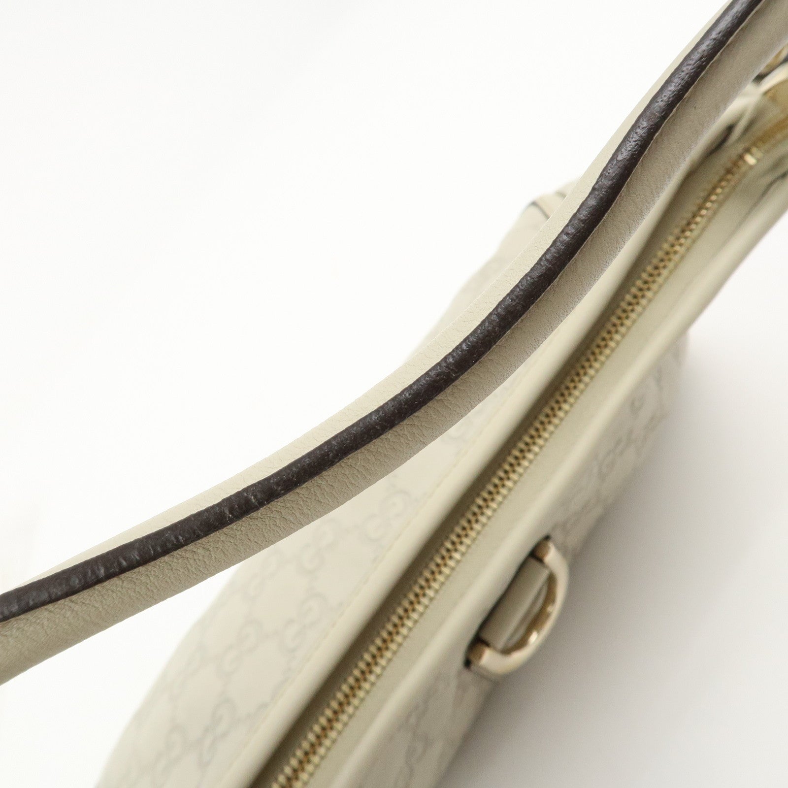 GUCCI Abbey Guccissima Leather Shoulder Bag Hand Bag Ivory 130939