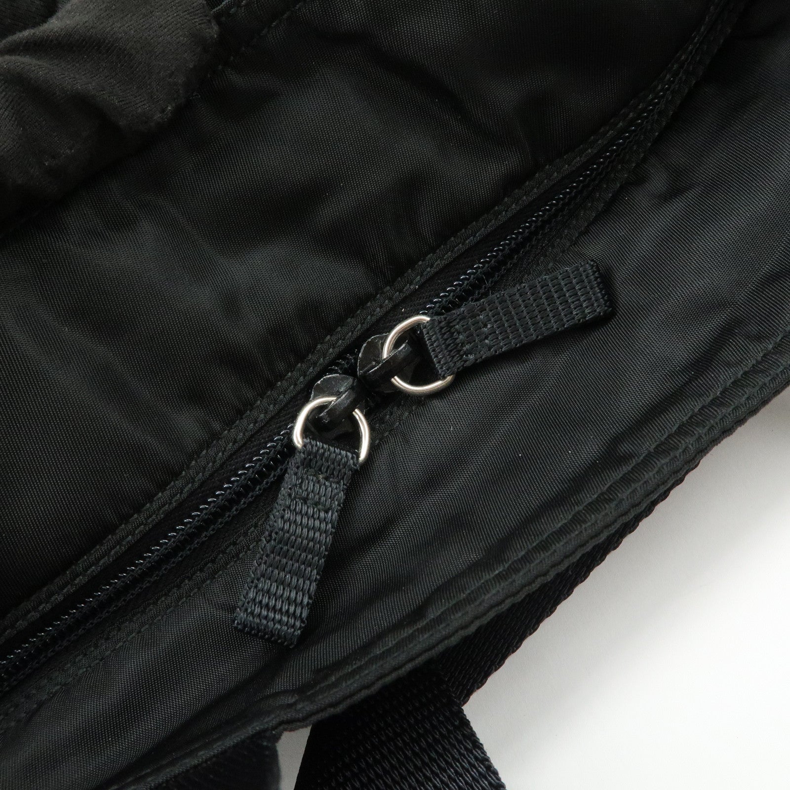 PRADA Triangle Logo Nylon Tote Bag Shoulder Bag Hand Bag Black