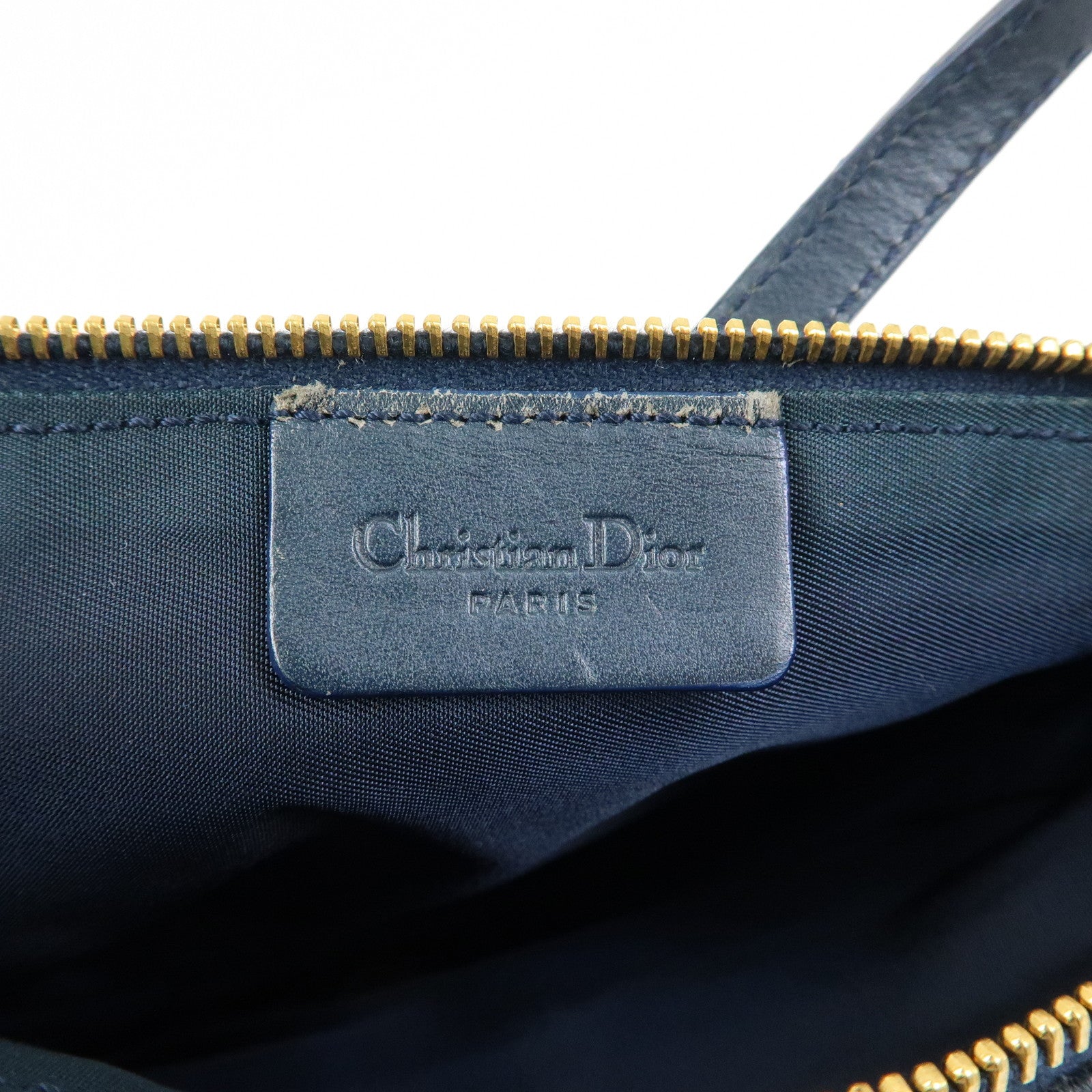 Christian Dior Trotter Jacguard Leather Saddle Bag Pouch Navy