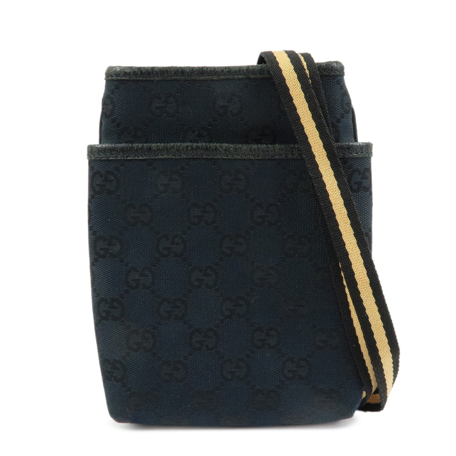 GUCCI Sherry GG Canvas Leather Small Shoulder Bag Black 141863
