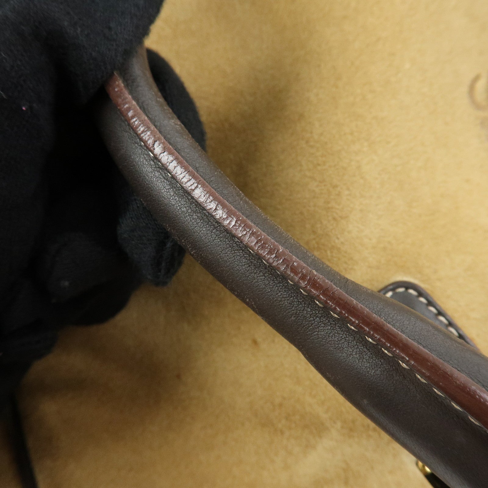 LOEWE Anagram Suede Leather Tote Bag Hand Bag Brown Authentic Used F/S
