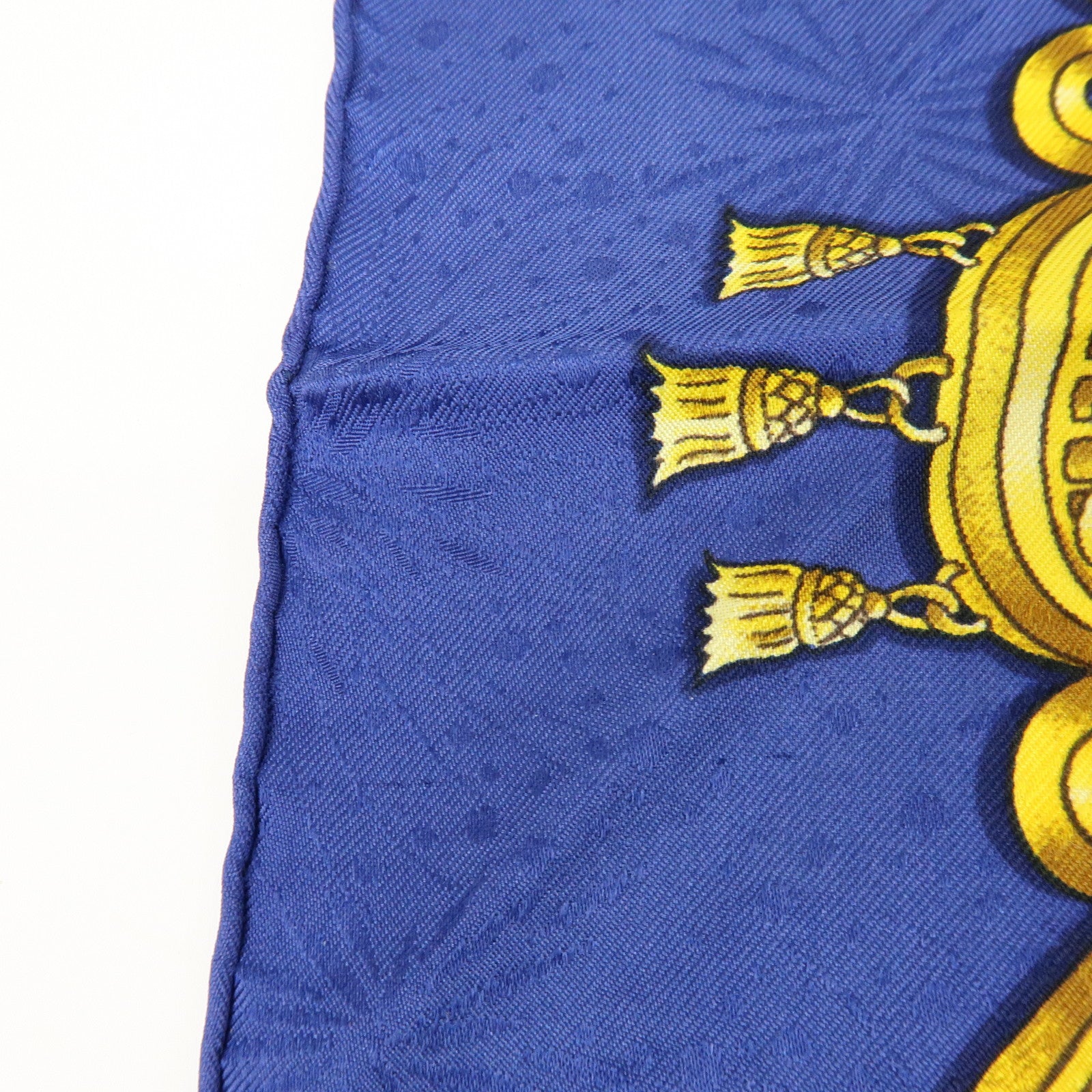 HERMES Carre 90 Silk 100% LUNA PARK Scarf Blue Gold