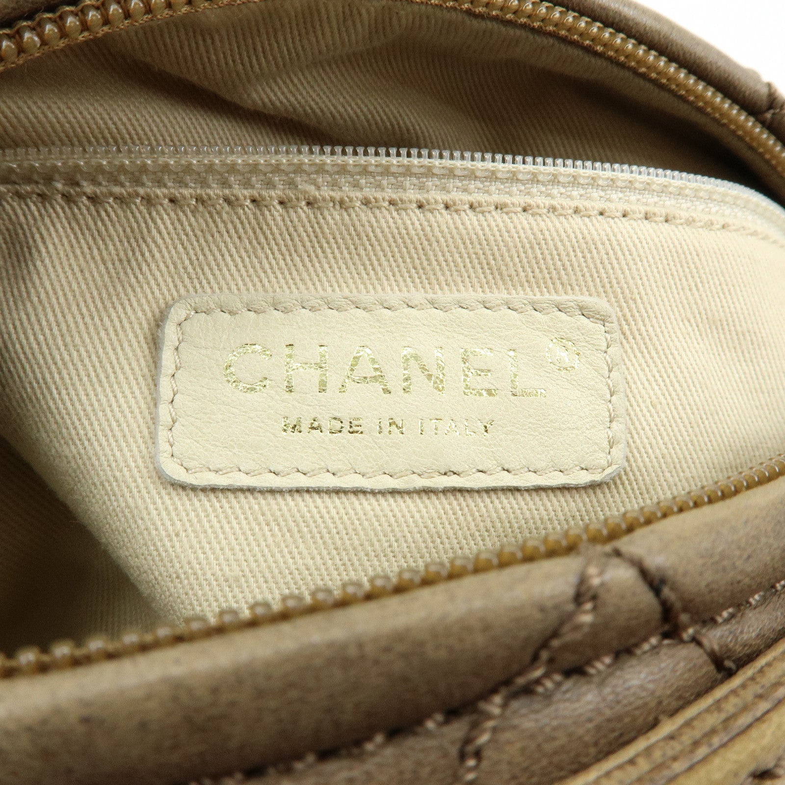 CHANEL Wild Stitch Lamb Skin Shoulder Bag Brown