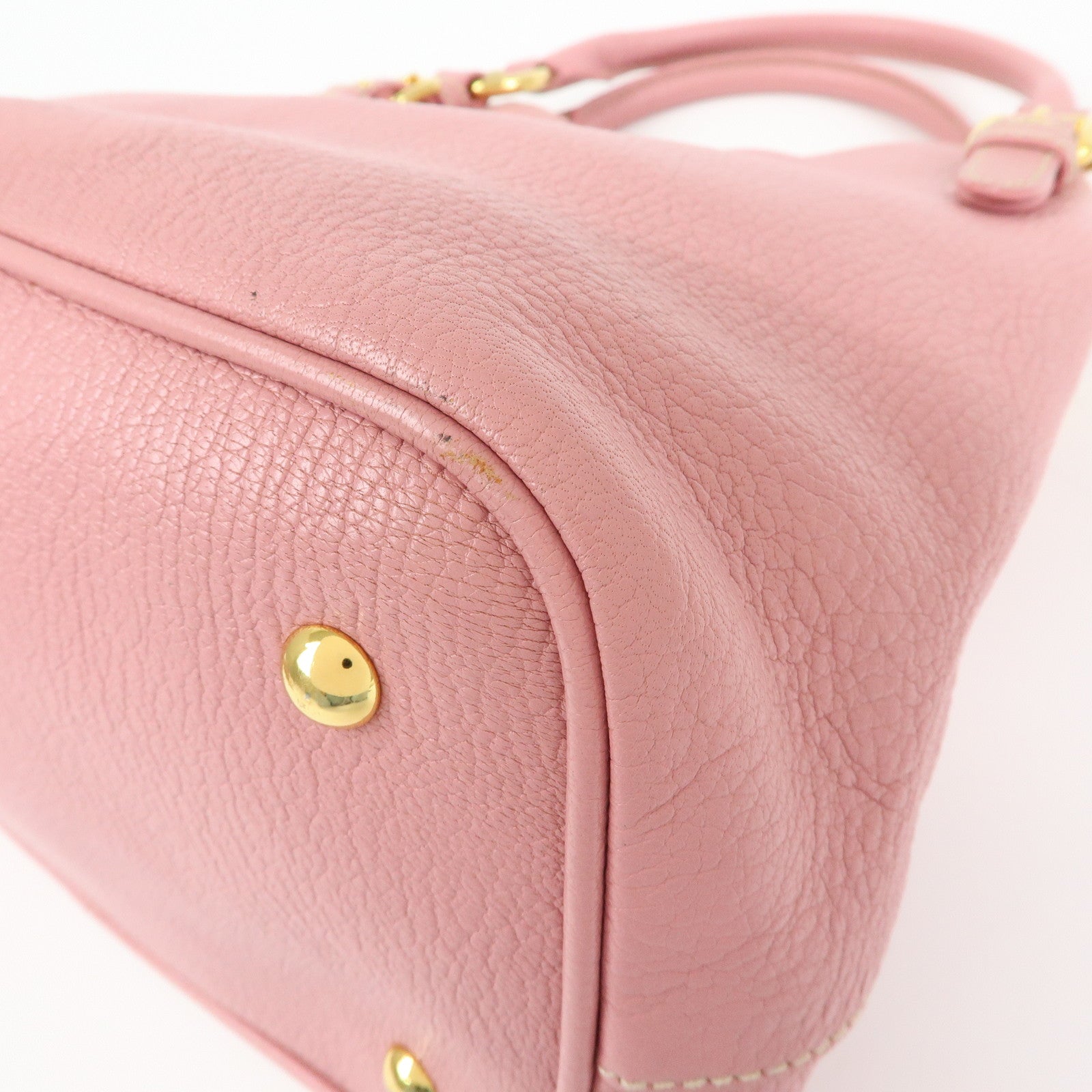MIU MIU Madras Leather 2Way Shoulder Bag Hand Bag Pink RN0886