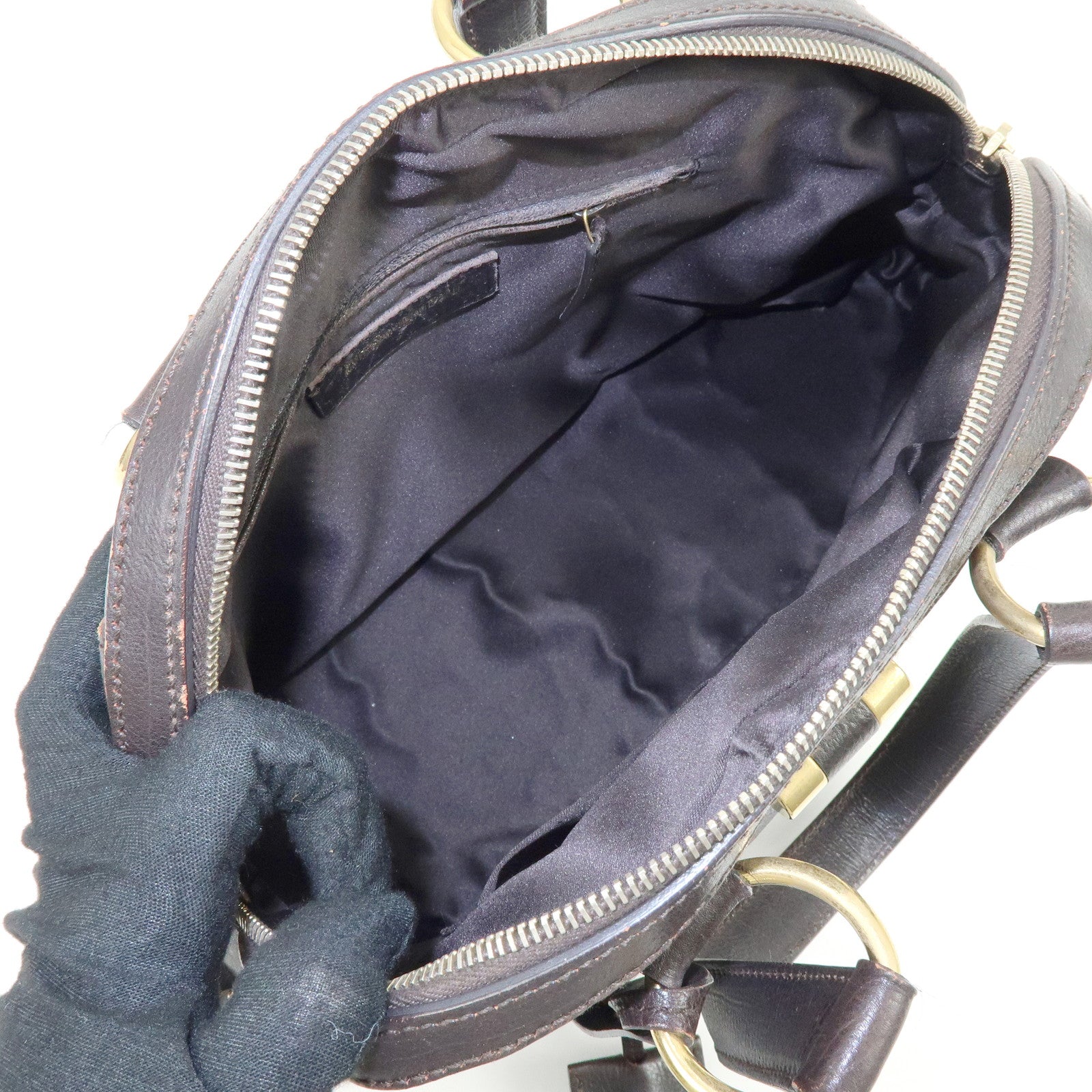 SAINT LAURENT PARIS Muse Y Line Calf Leather Hand Boston Bag Brown