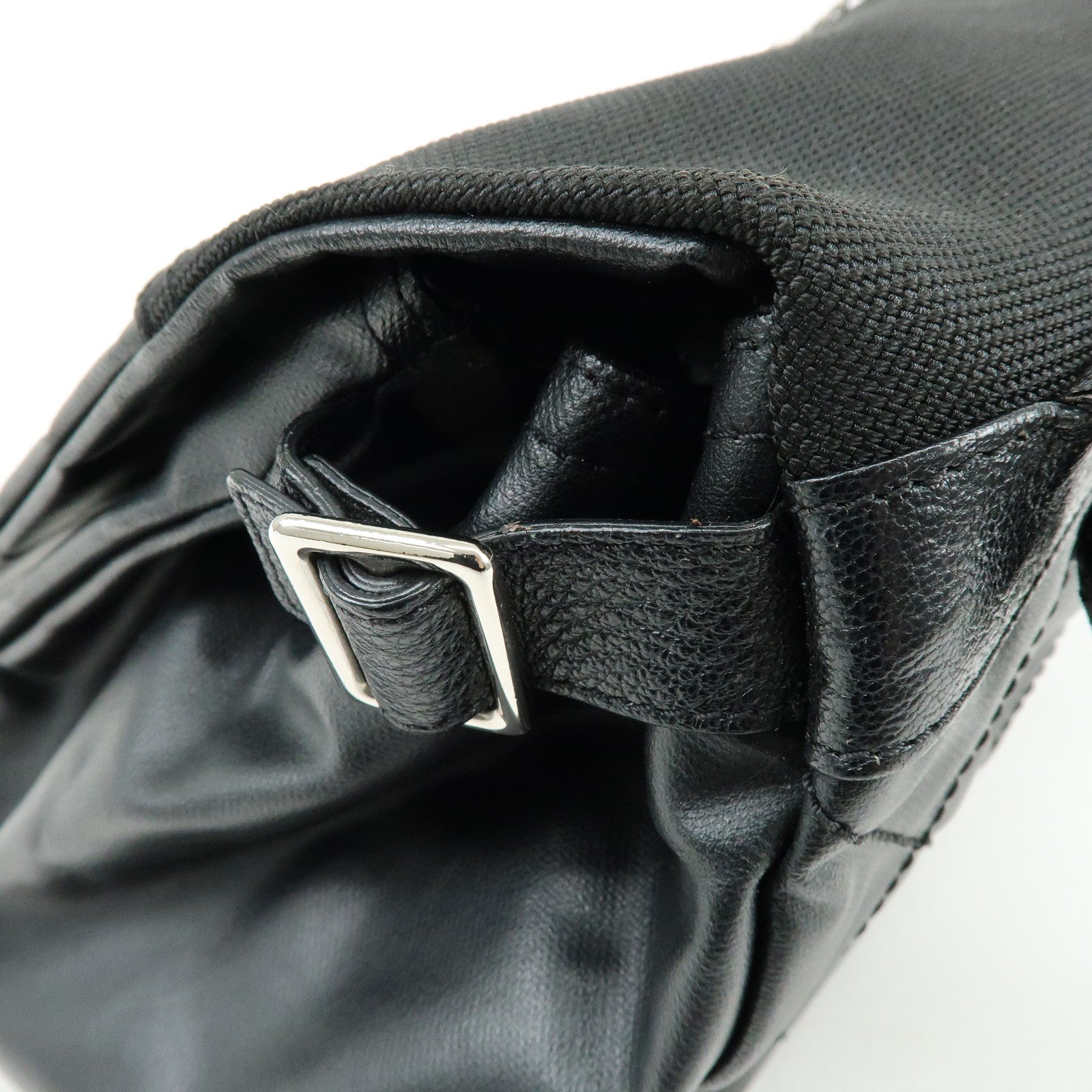 CHANEL Paris Biarritz PVC Coated Canvas Leather Shoulder Bag Black