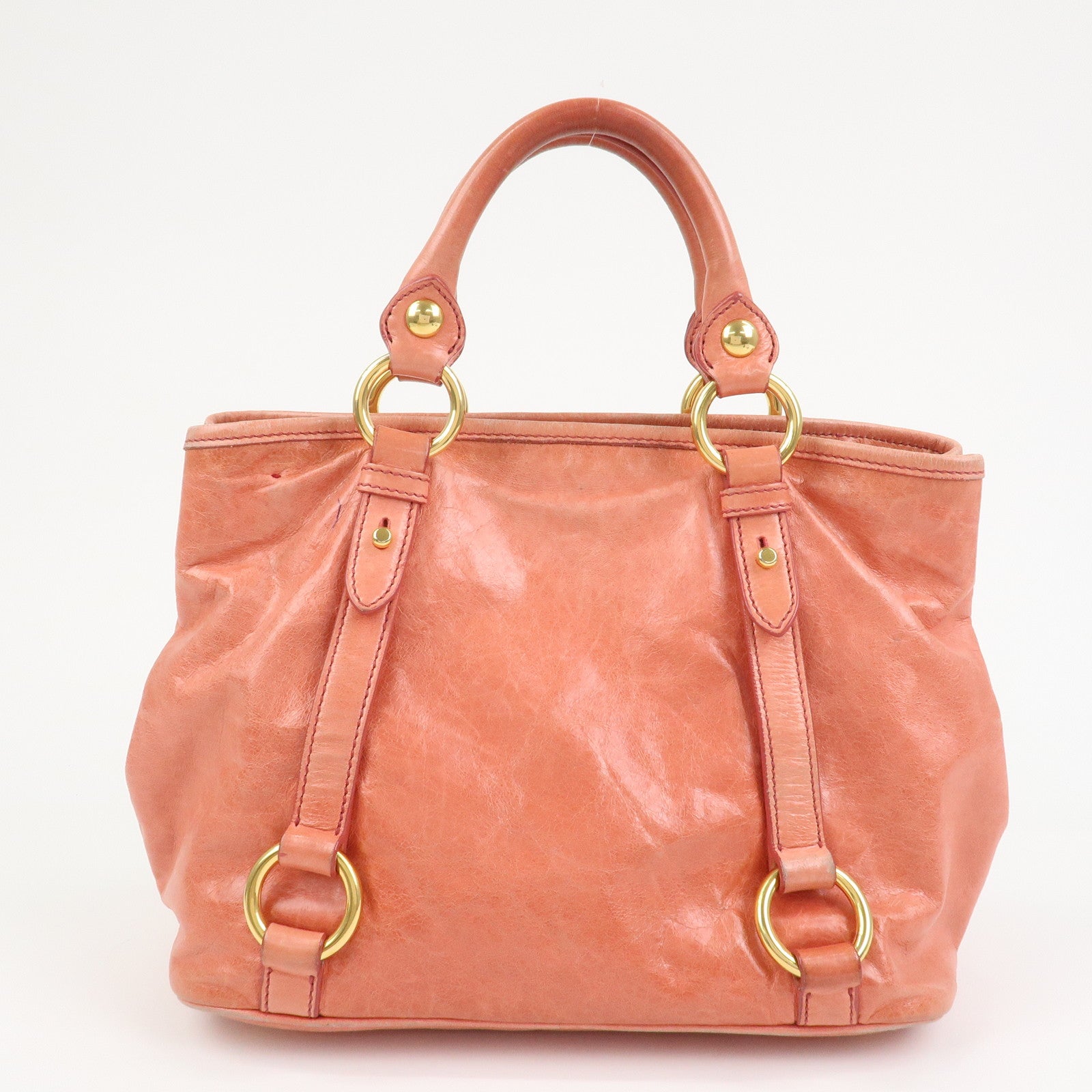 MIU MIU Leather 2Way Bag Hand Bag Shoulder Bag Crossbody Bag Pink