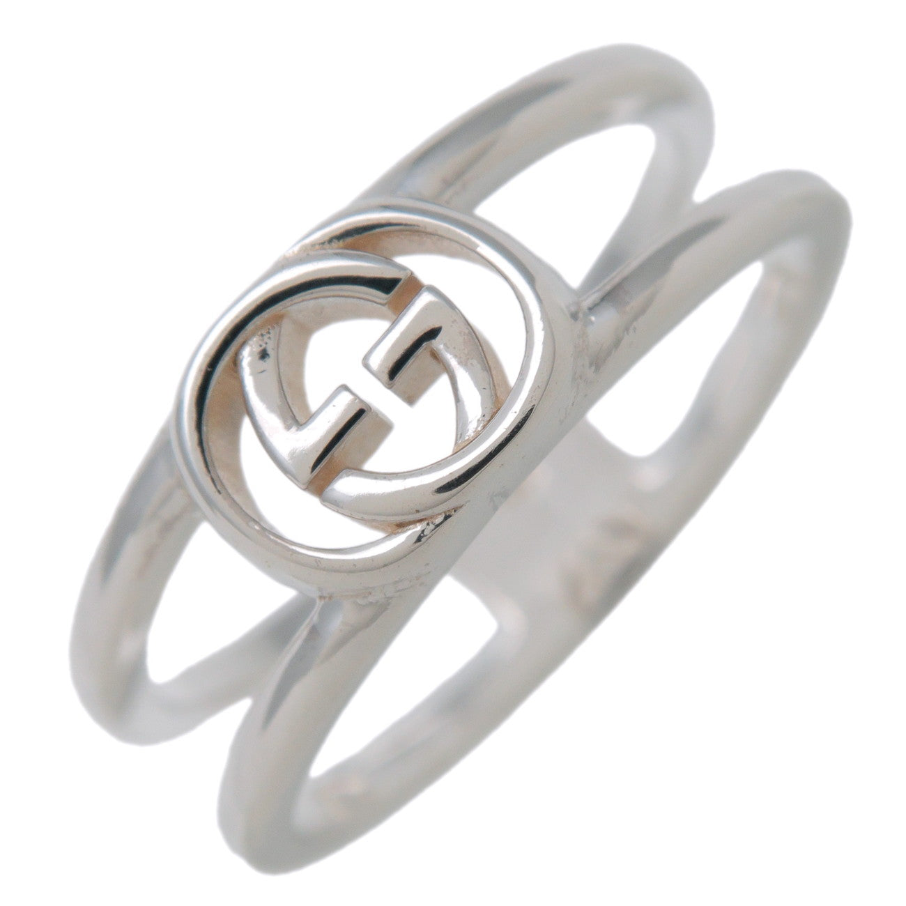 GUCCI Interlocking G Open Band SV925 Ring Silver #12 298036