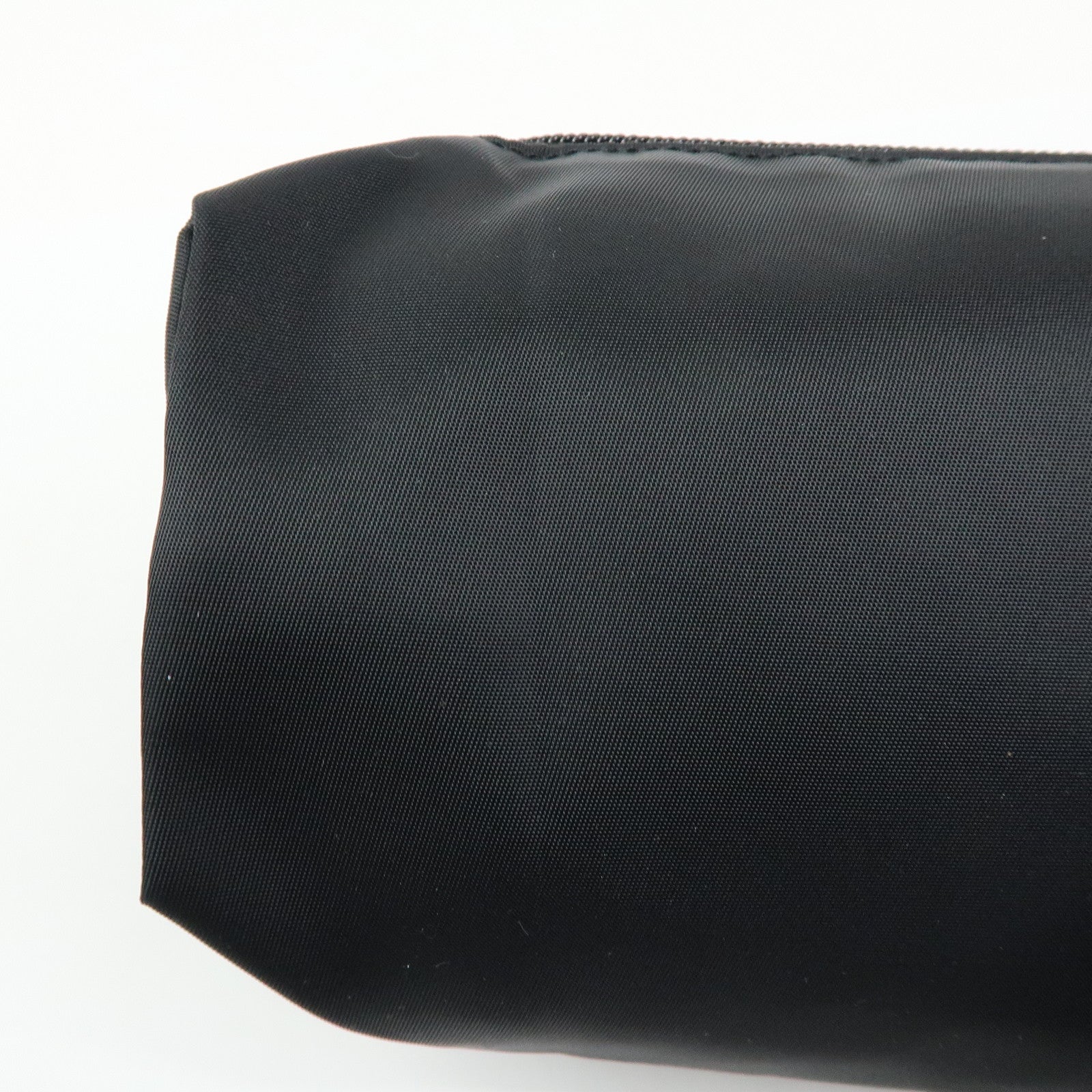 PRADA Triangle Logo Nylon Cosmetic Pouch Makeup Bag Black