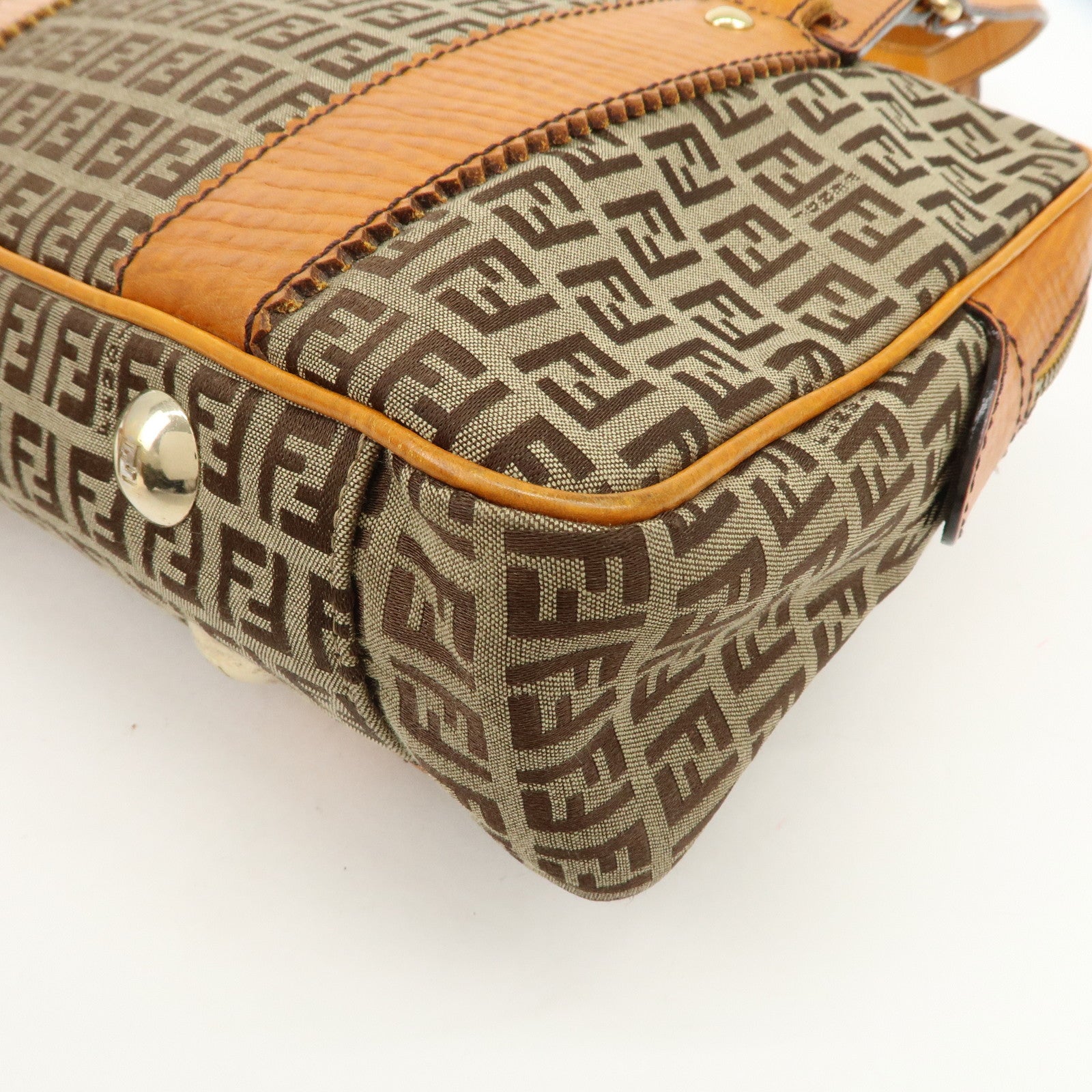 FENDI Zucchino Canvas Shoulder Bag Shoulder Bag Brown 8BN161