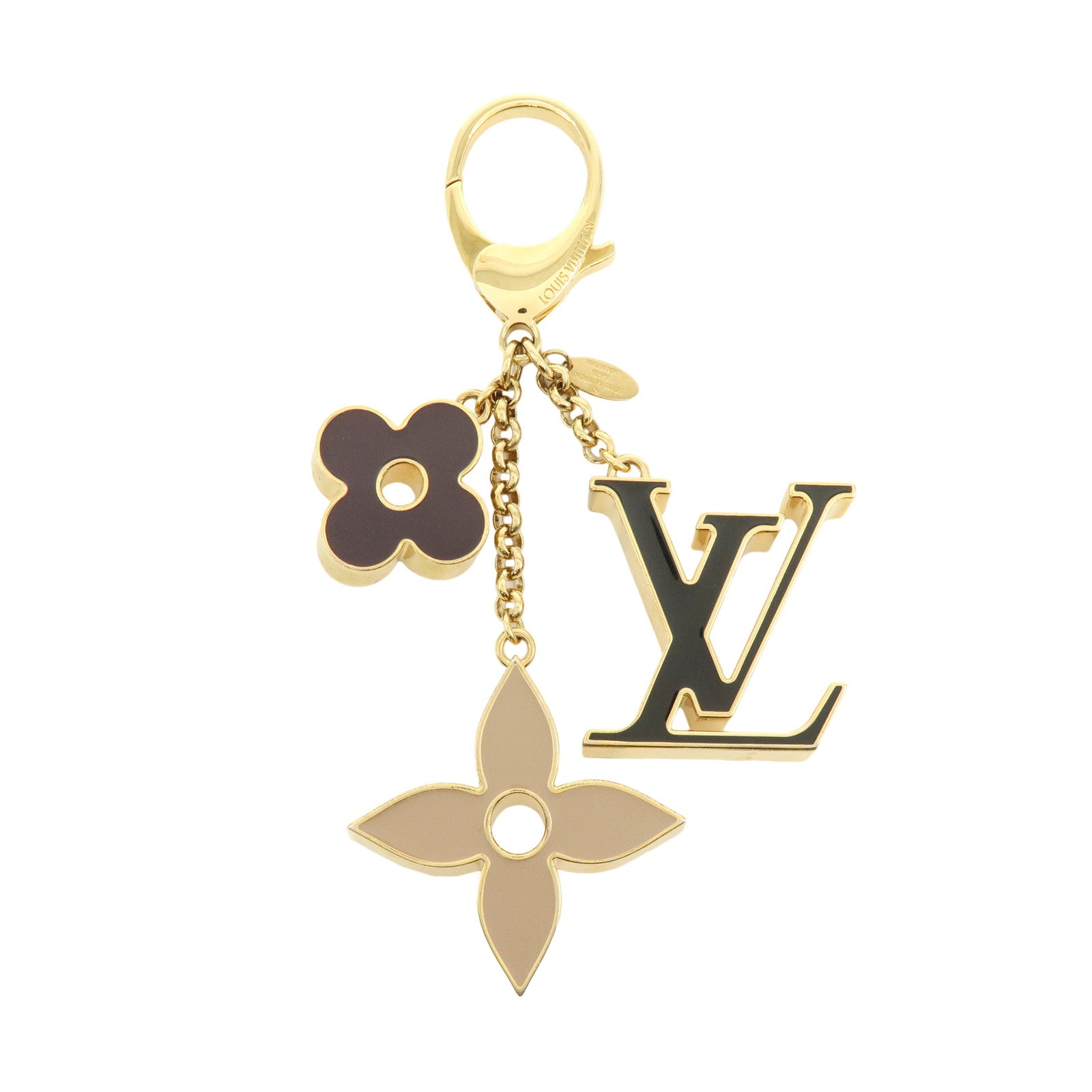 Louis Vuitton Fleur de Monogram Key Chain Bag Charm Gold M67119