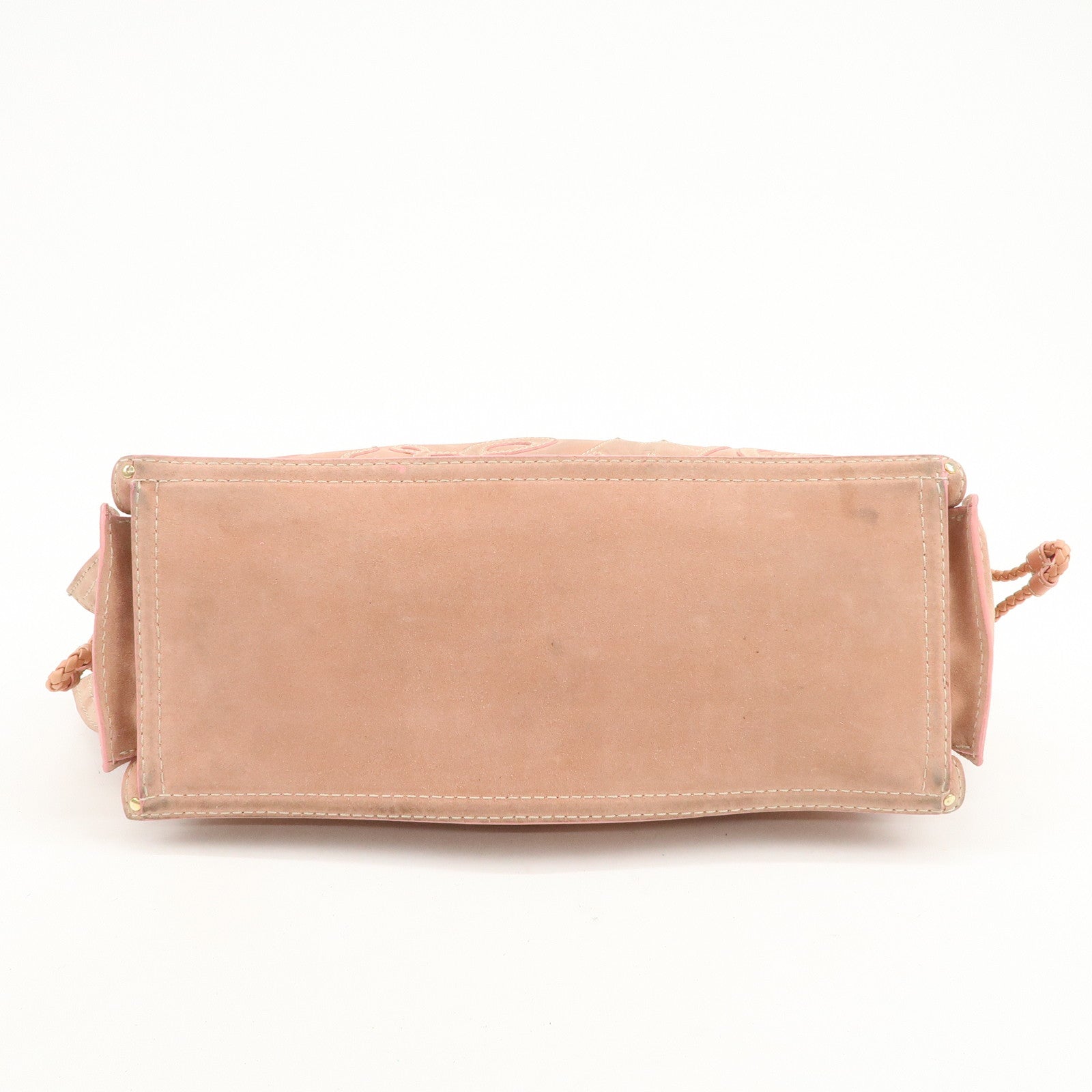 LOEWE Logo Suede Leather Tote Bag Shoulder Bag Pink