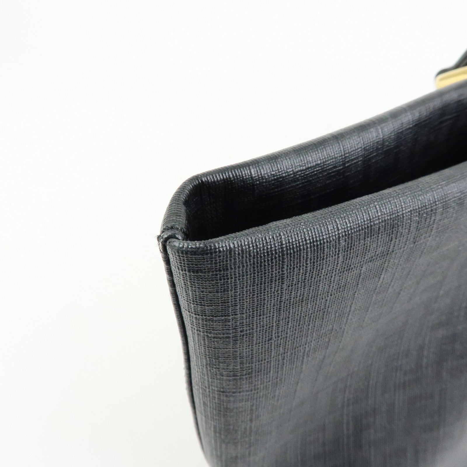 FENDI Zucchino PVC Leather Tote Bag Hand Bag Black 8BH215