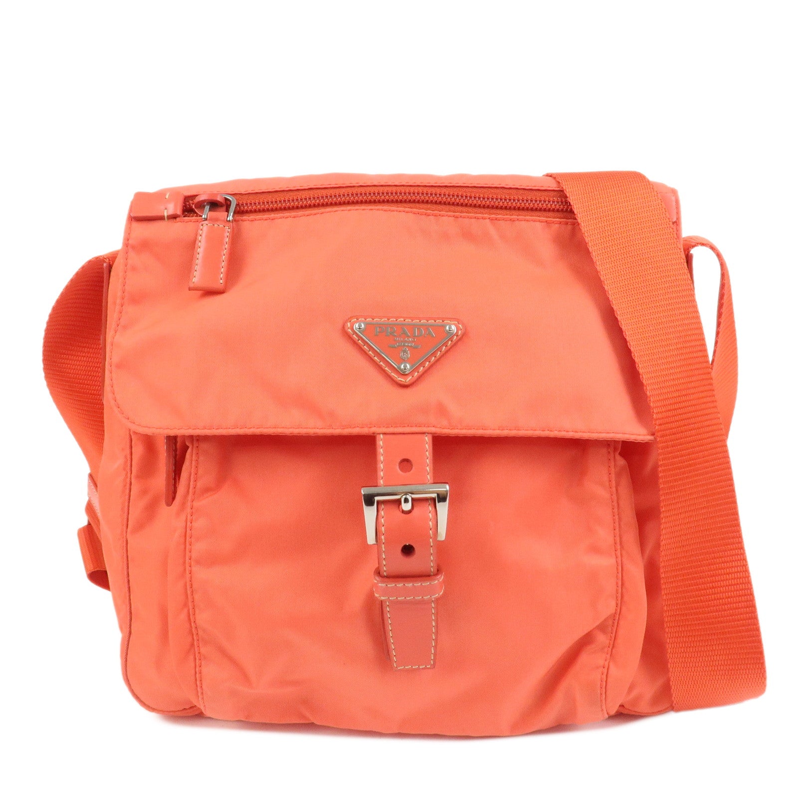 PRADA Triangle Logo Nylon Leather Shoulder Bag Crossbody Bag BT8994