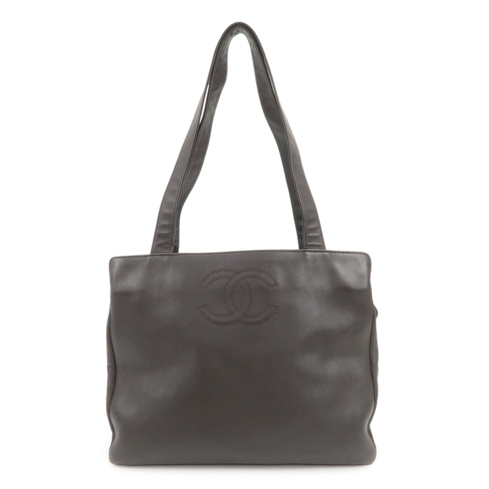 CHANEL COCO Mark Leather Tote Bag Shoulder Bag Brown A14305