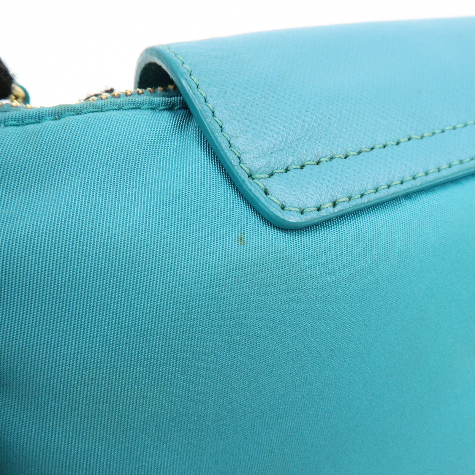 PRADA Triangle Logo Nylon Saffiano Leather Shoulder Bag Blue