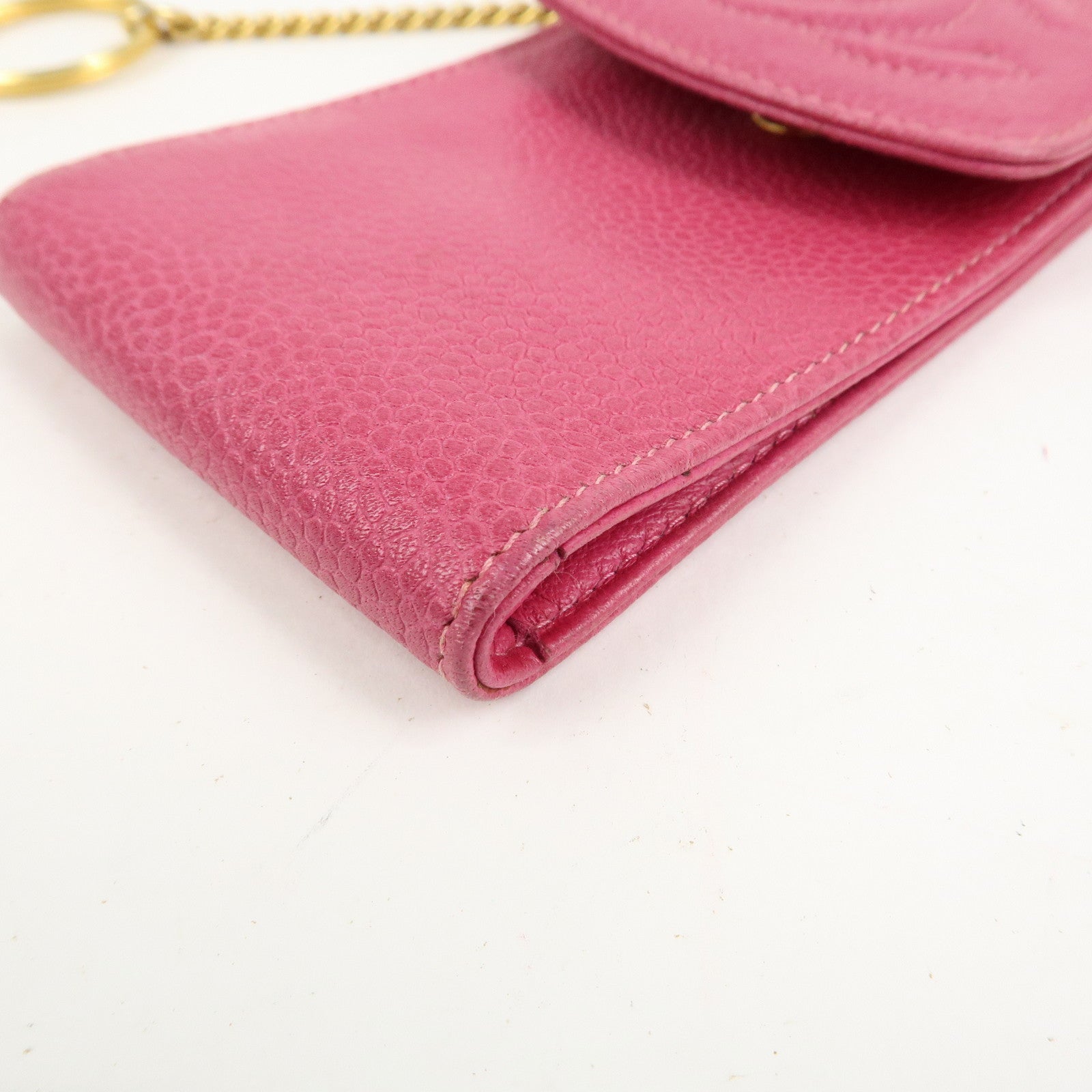 CHANEL COCO Mark Caviarskin Leather Cigarette Case Pink