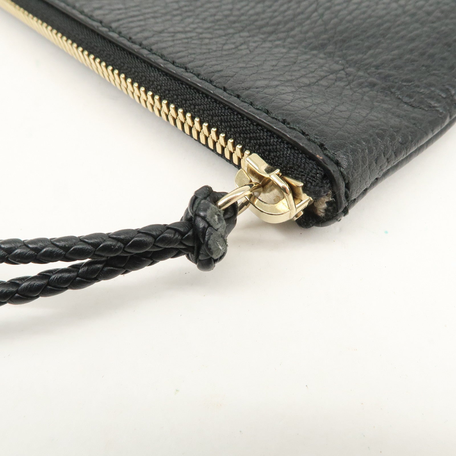 GUCCI Bamboo Leather Clutch Bag Second Bag Black 449653 Used