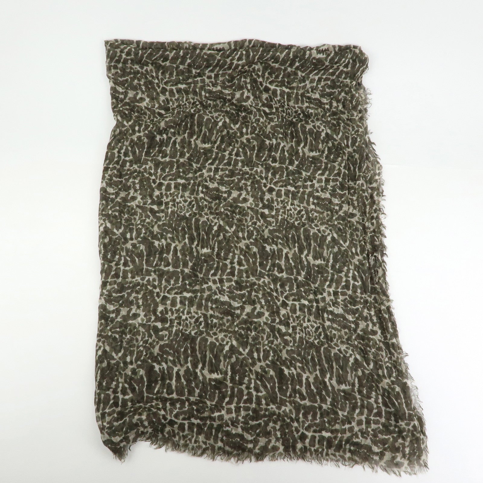 Louis Vuitton Leopard Print Cashmere Silk Scarf Shawl Khaki 400505